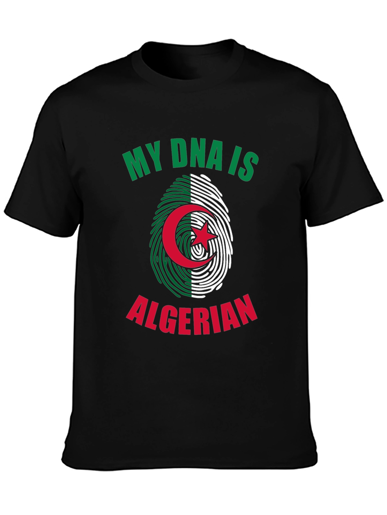 Algerian Pride DNA T-Shirt - Green and White Design