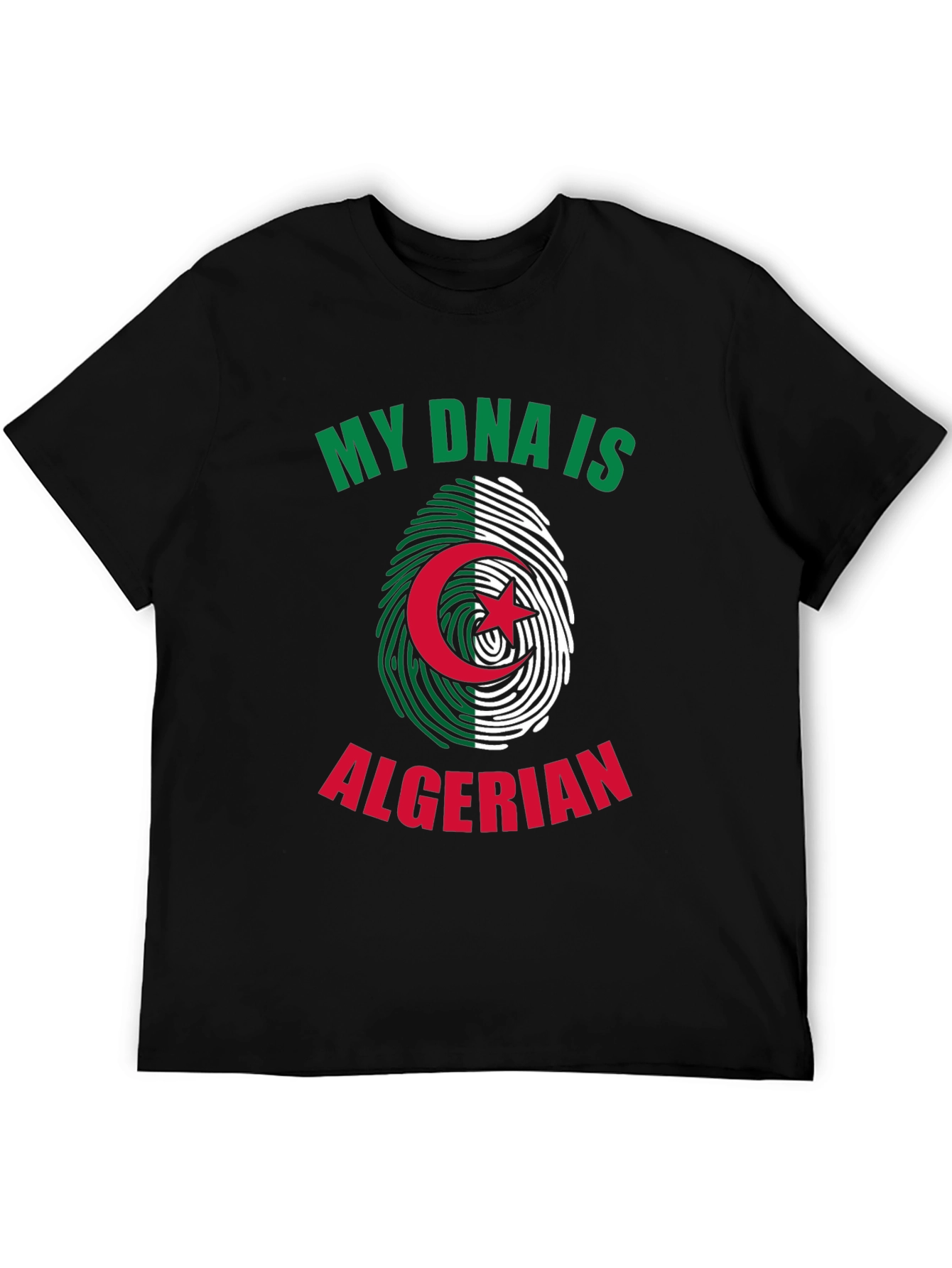Algerian Pride DNA T-Shirt - Green and White Design