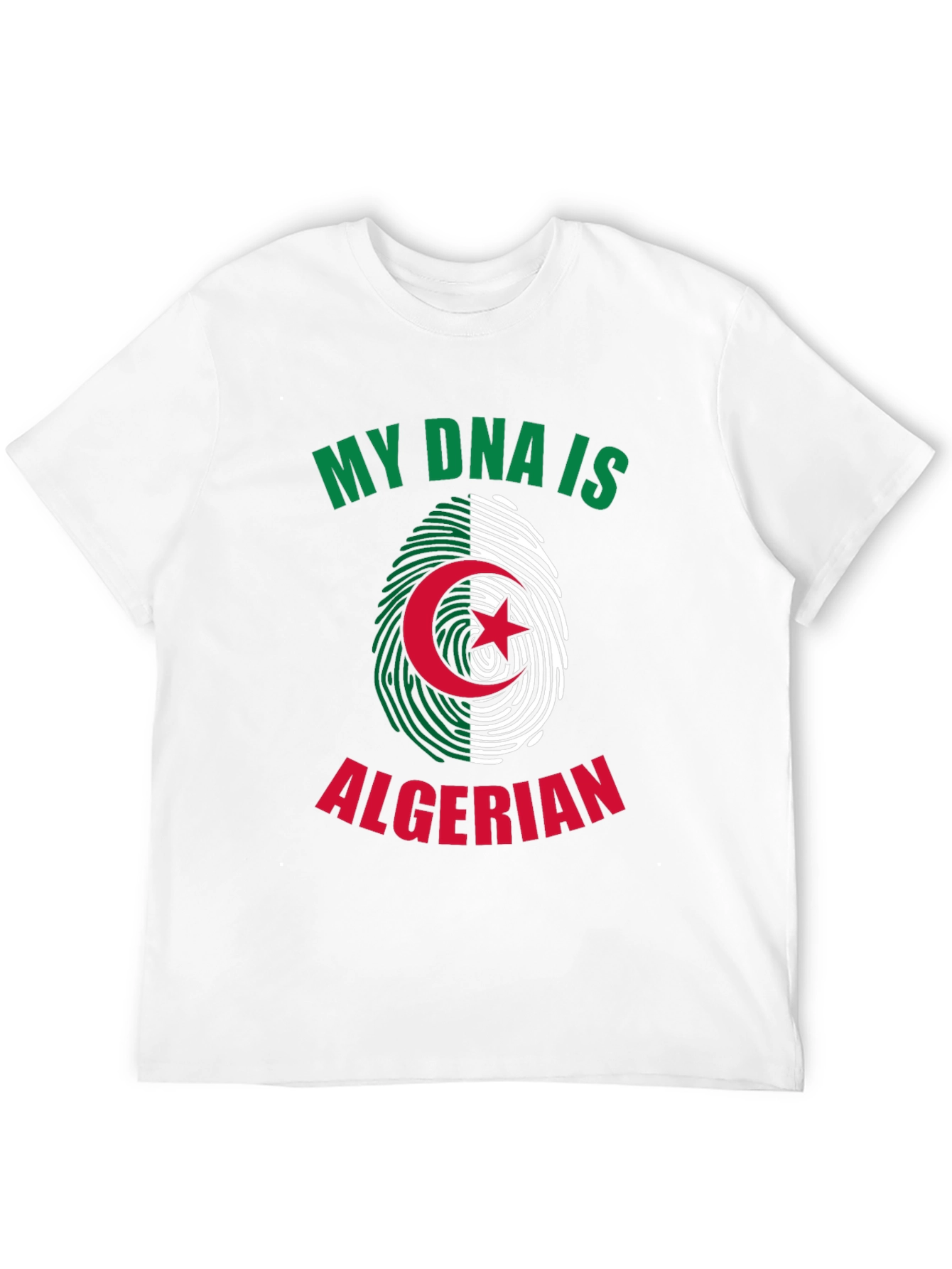 Algerian Pride DNA T-Shirt - Green and White Design