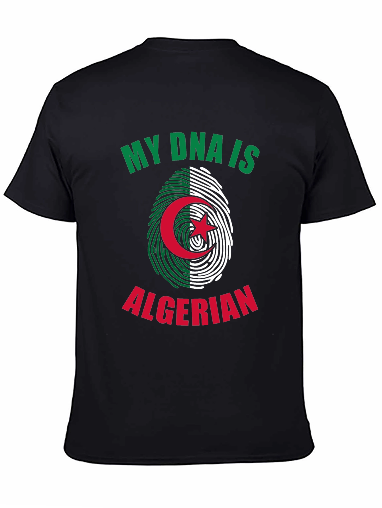 Algerian Pride DNA T-Shirt - Green and White Design