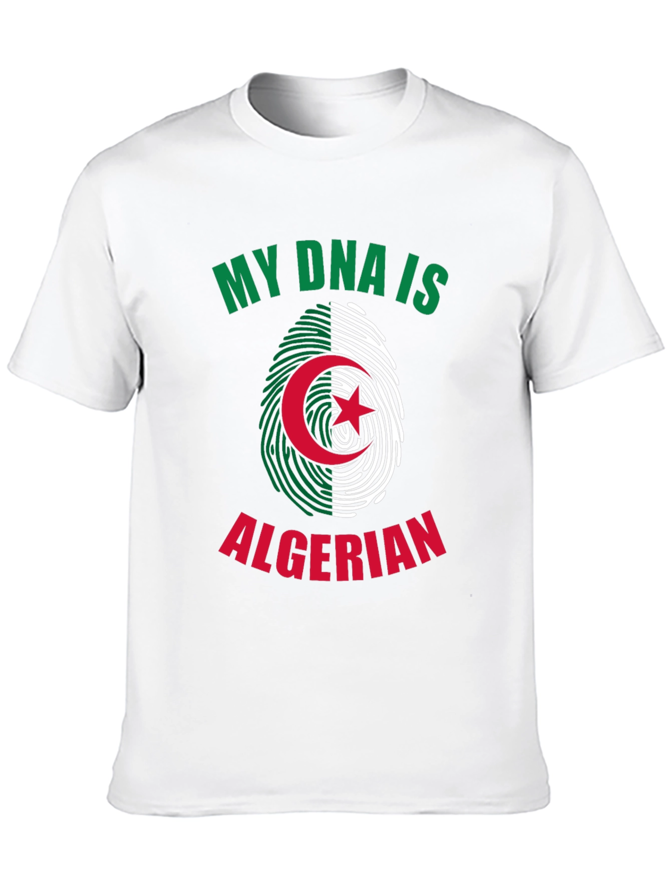 Algerian Pride DNA T-Shirt - Green and White Design