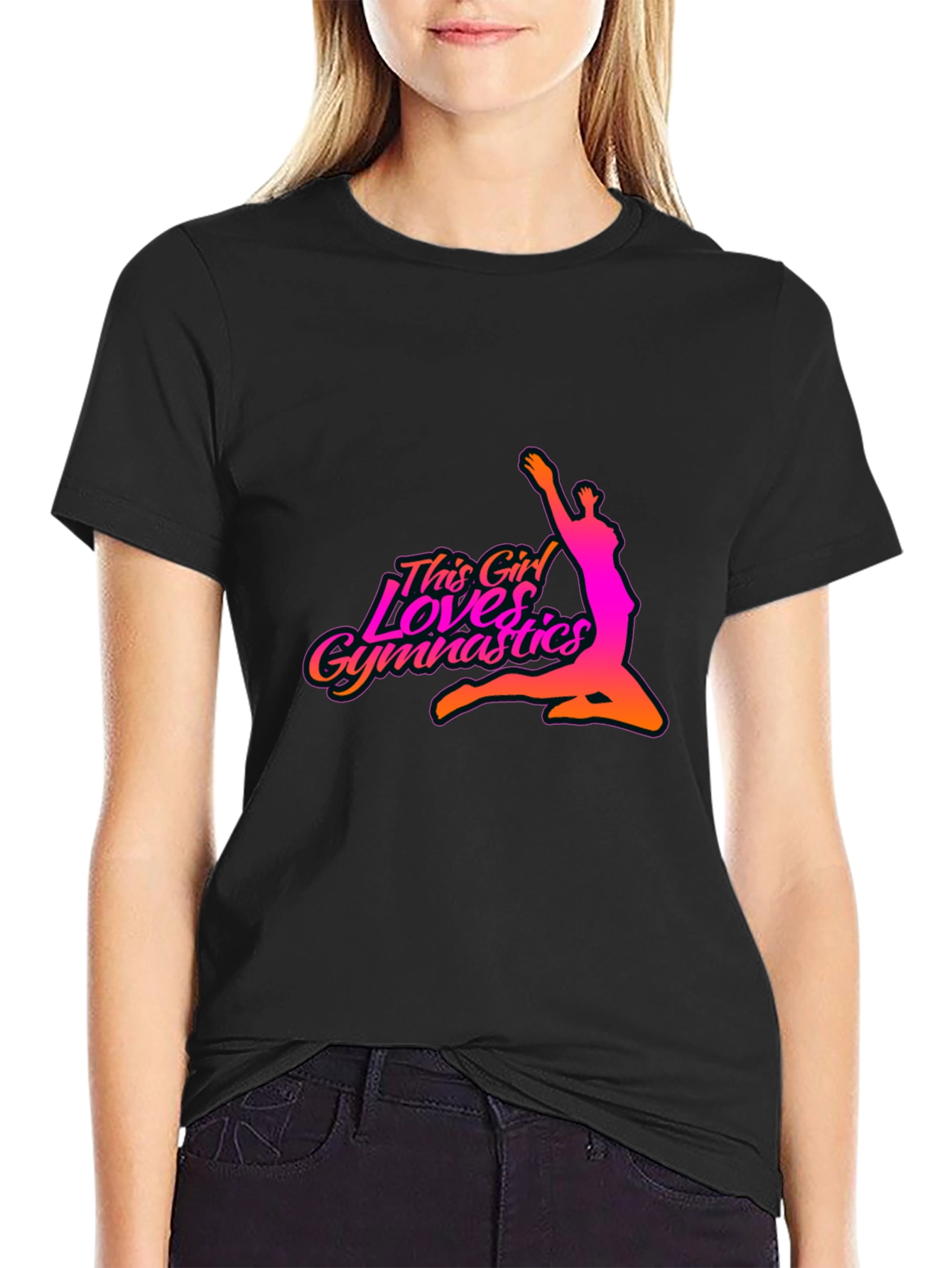 Gymnastics Girl Black T-Shirt