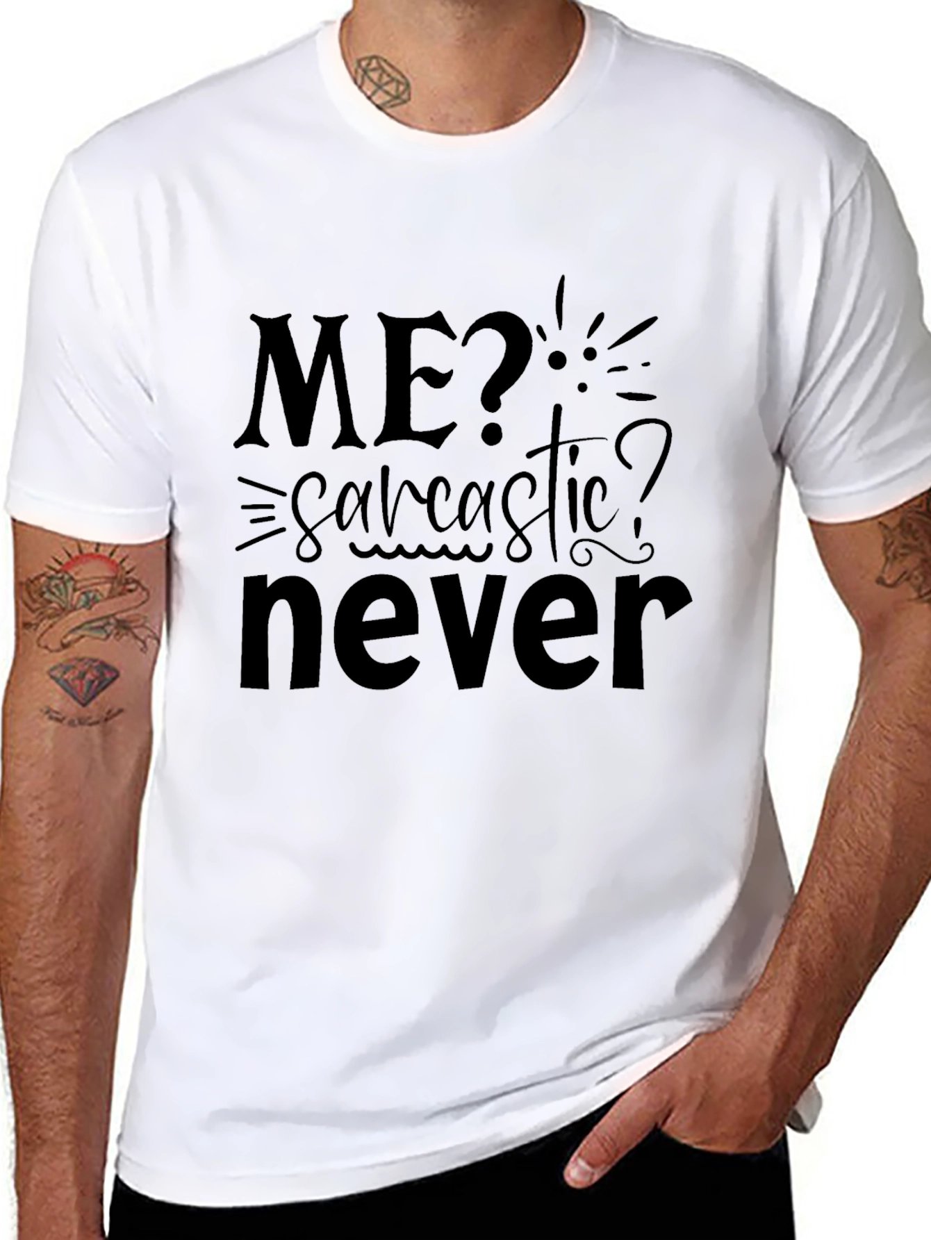 Funny Sarcastic Never Graphic Tee - Black Cotton T-Shirt