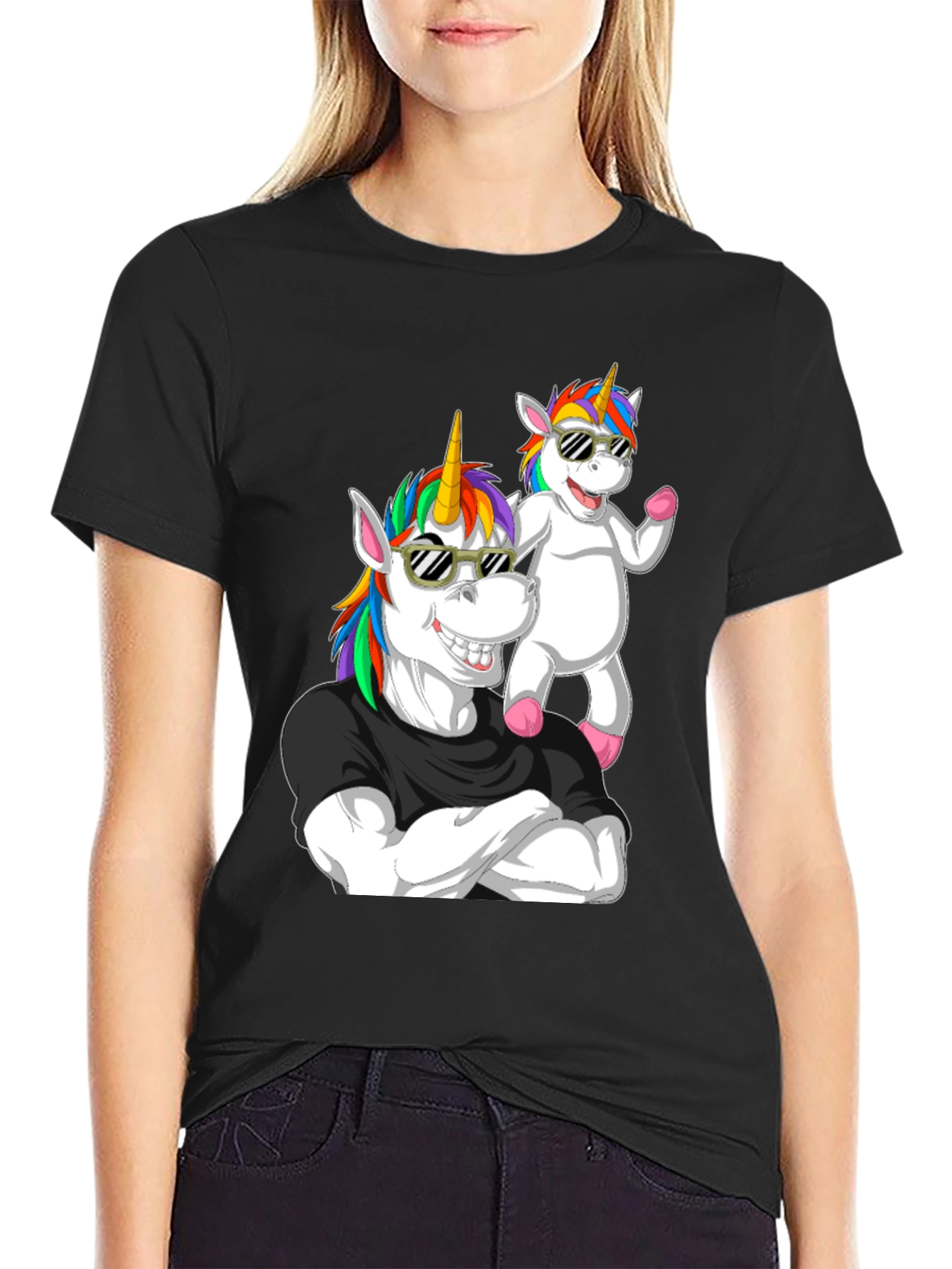 Unicorn Dad Black Graphic T-Shirt