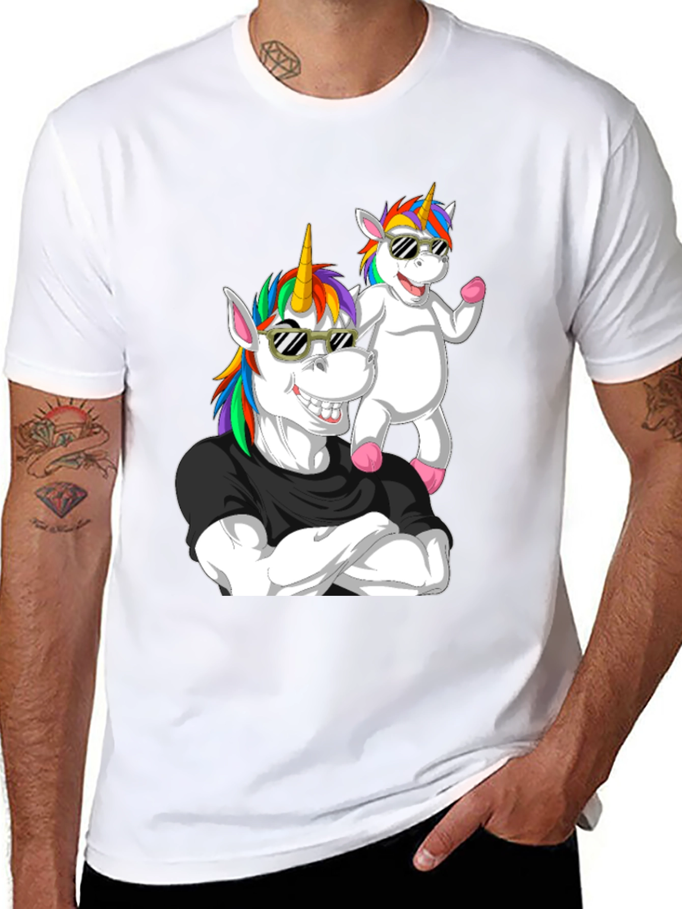 Unicorn Dad Black Graphic T-Shirt