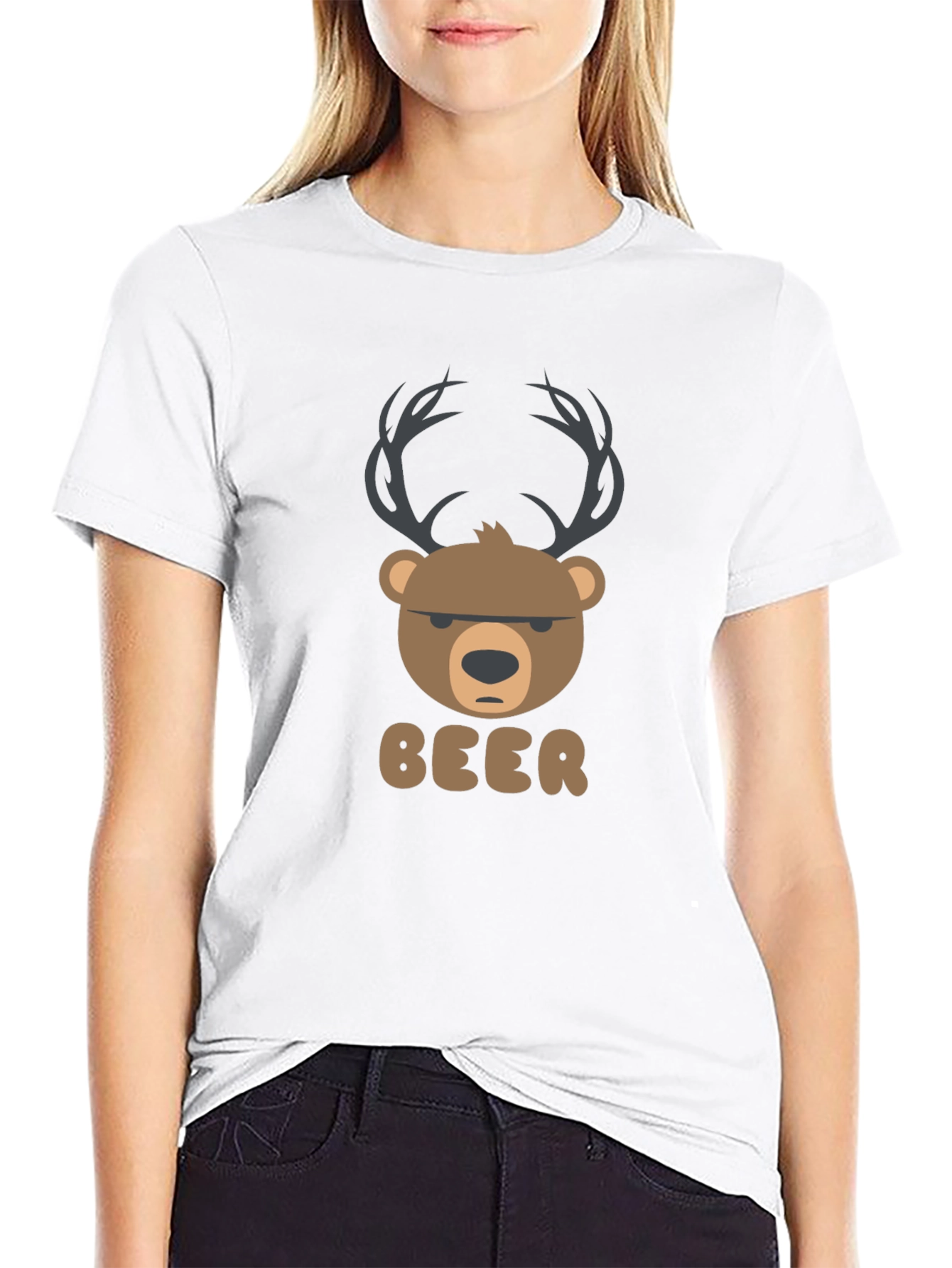 Bear Deer Pun Black T-Shirt