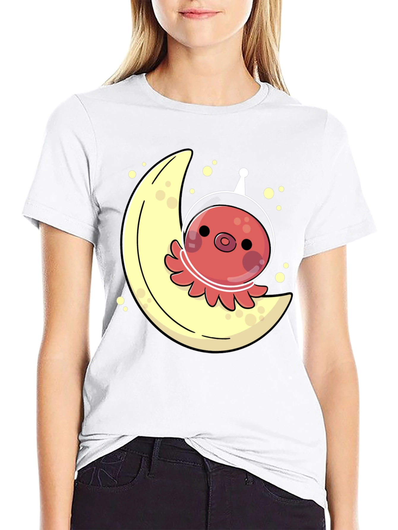Space Octopus Moon Graphic Tee - Unique & Fun!