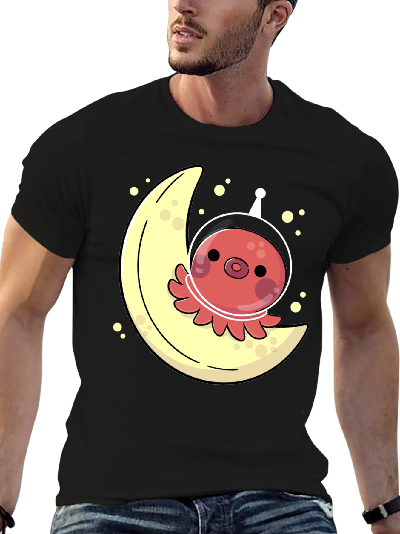 Space Octopus Moon Graphic Tee - Unique & Fun!
