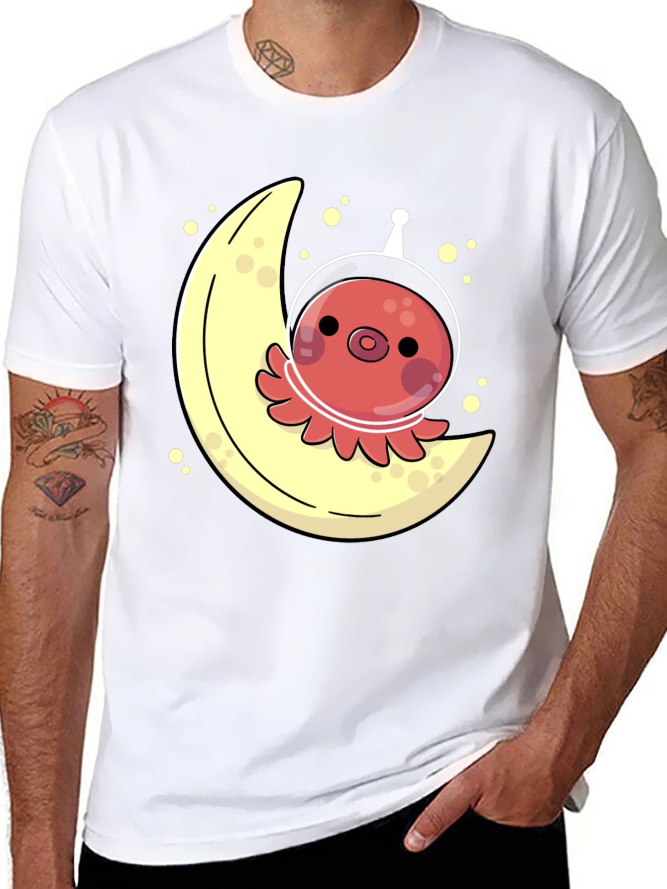 Space Octopus Moon Graphic Tee - Unique & Fun!