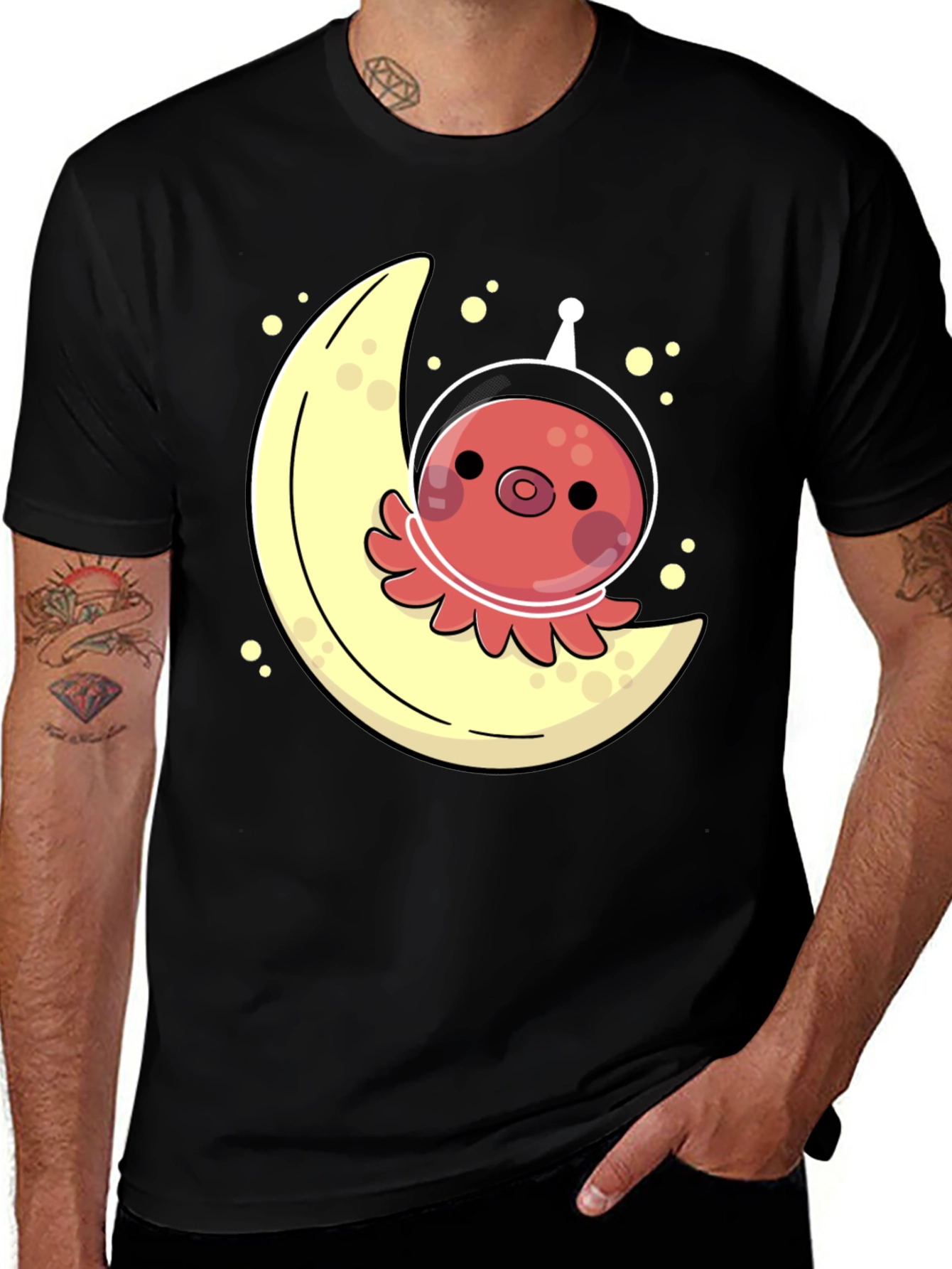 Space Octopus Moon Graphic Tee - Unique & Fun!