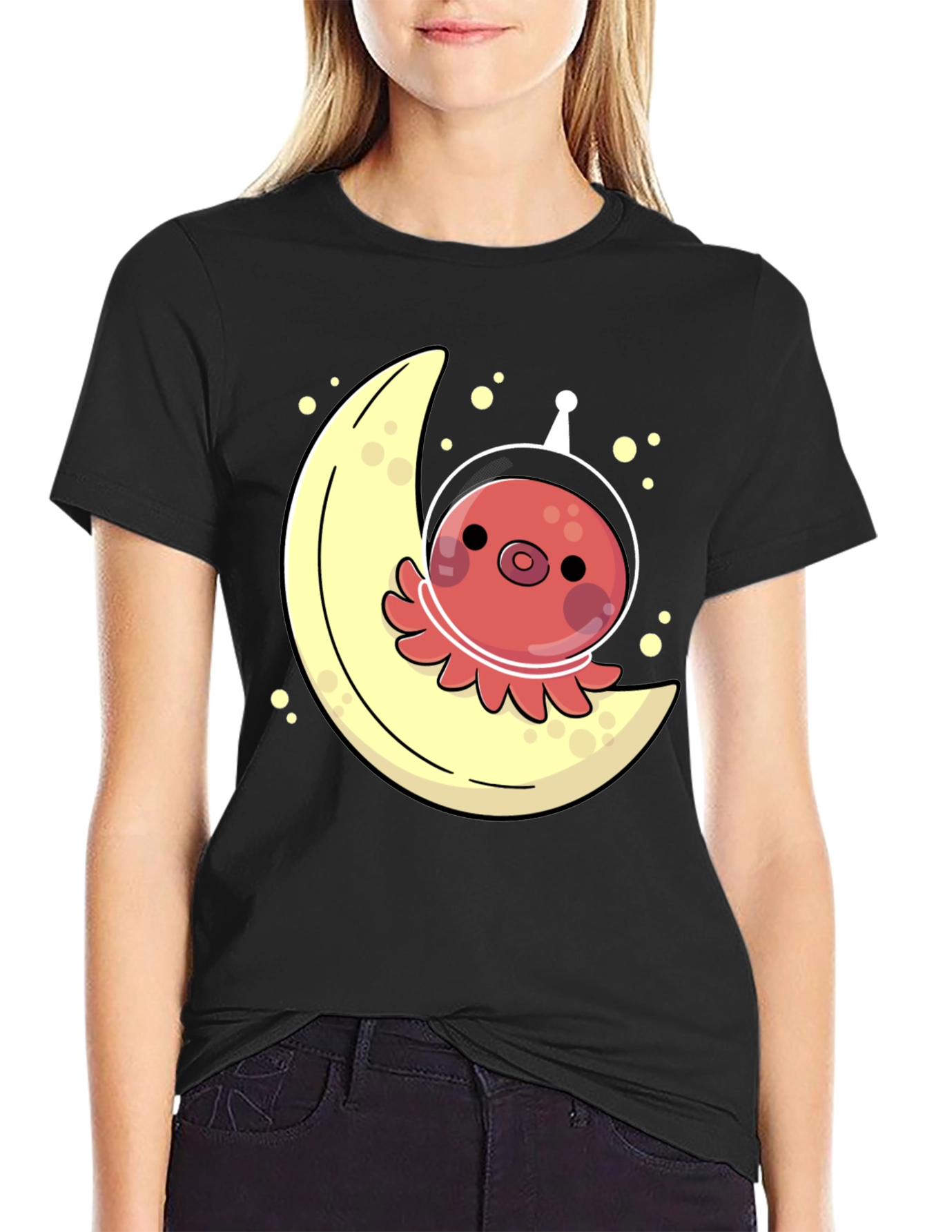 Space Octopus Moon Graphic Tee - Unique & Fun!