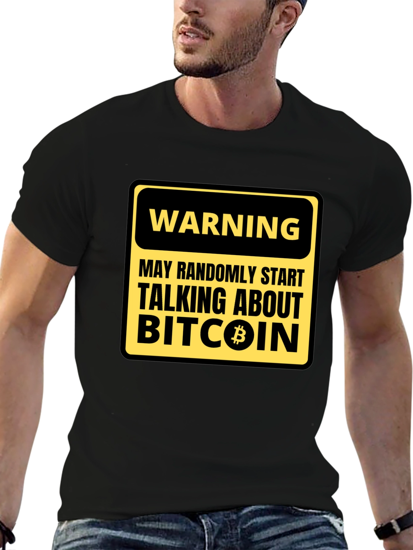 Bitcoin Warning Graphic Tee - Funny Crypto Shirt