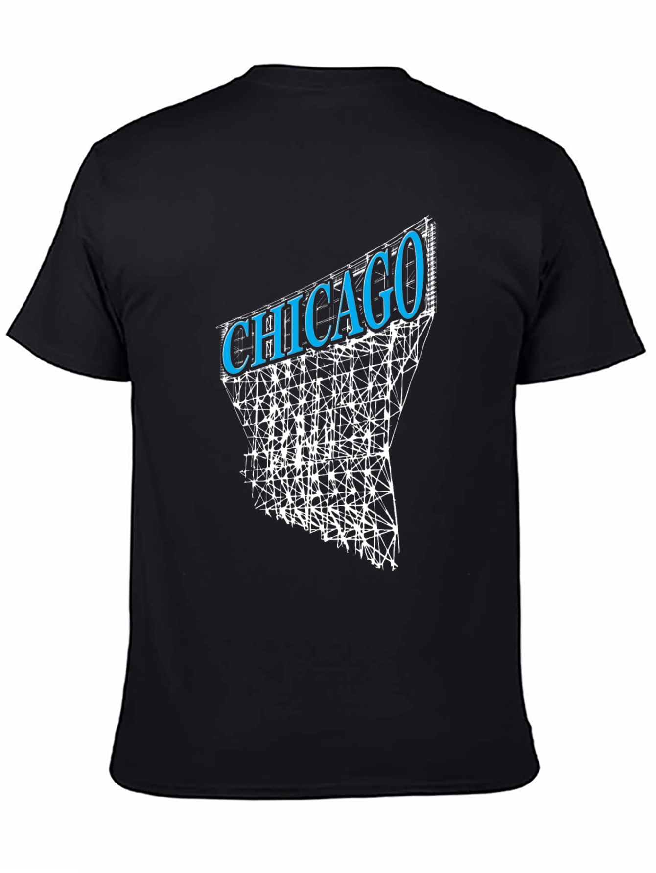 Chicago Geometric Graphic Print Black T-Shirt
