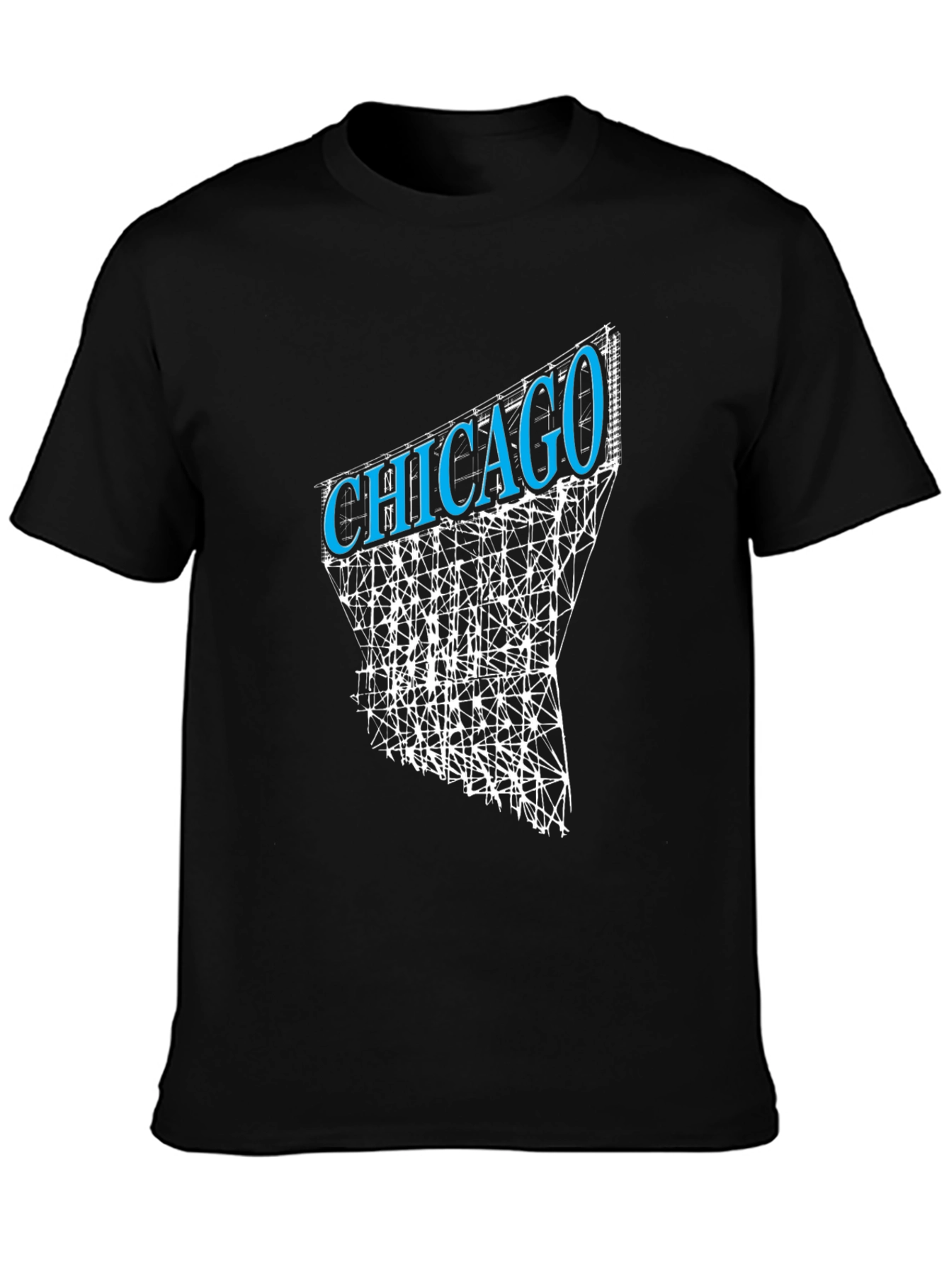 Chicago Geometric Graphic Print Black T-Shirt