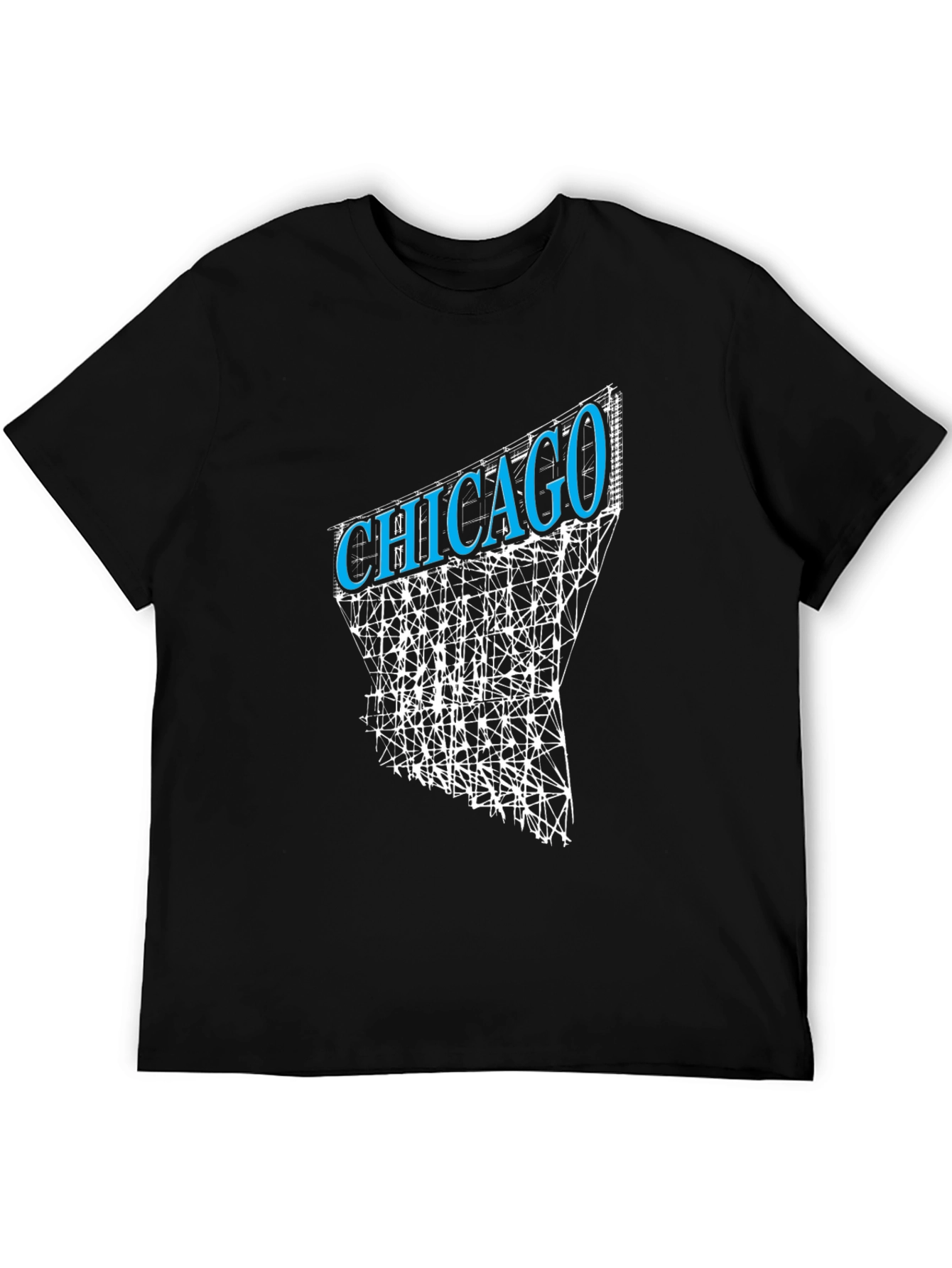 Chicago Geometric Graphic Print Black T-Shirt