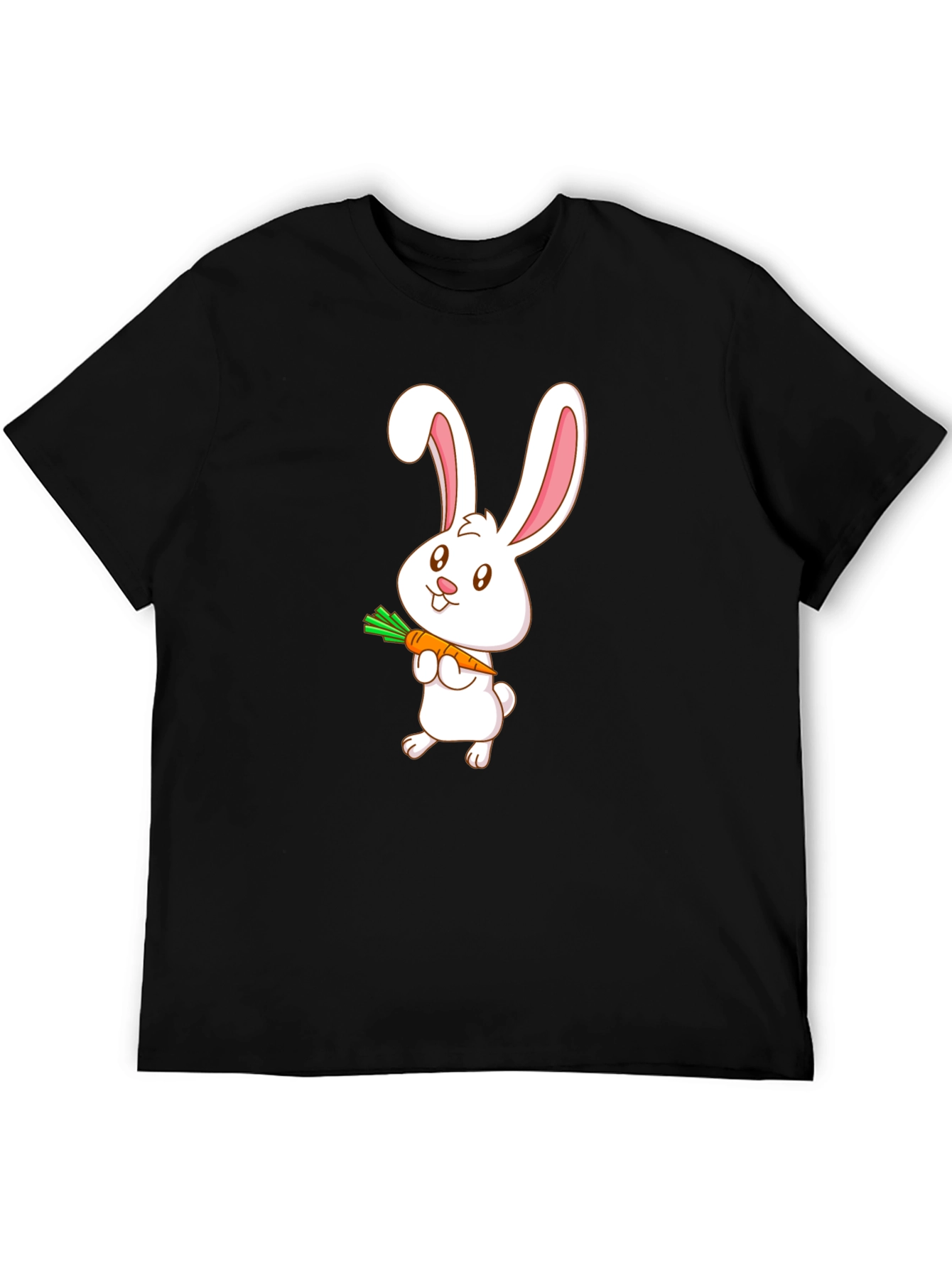 Cute Bunny Carrot T-Shirt - Black Cotton Tee