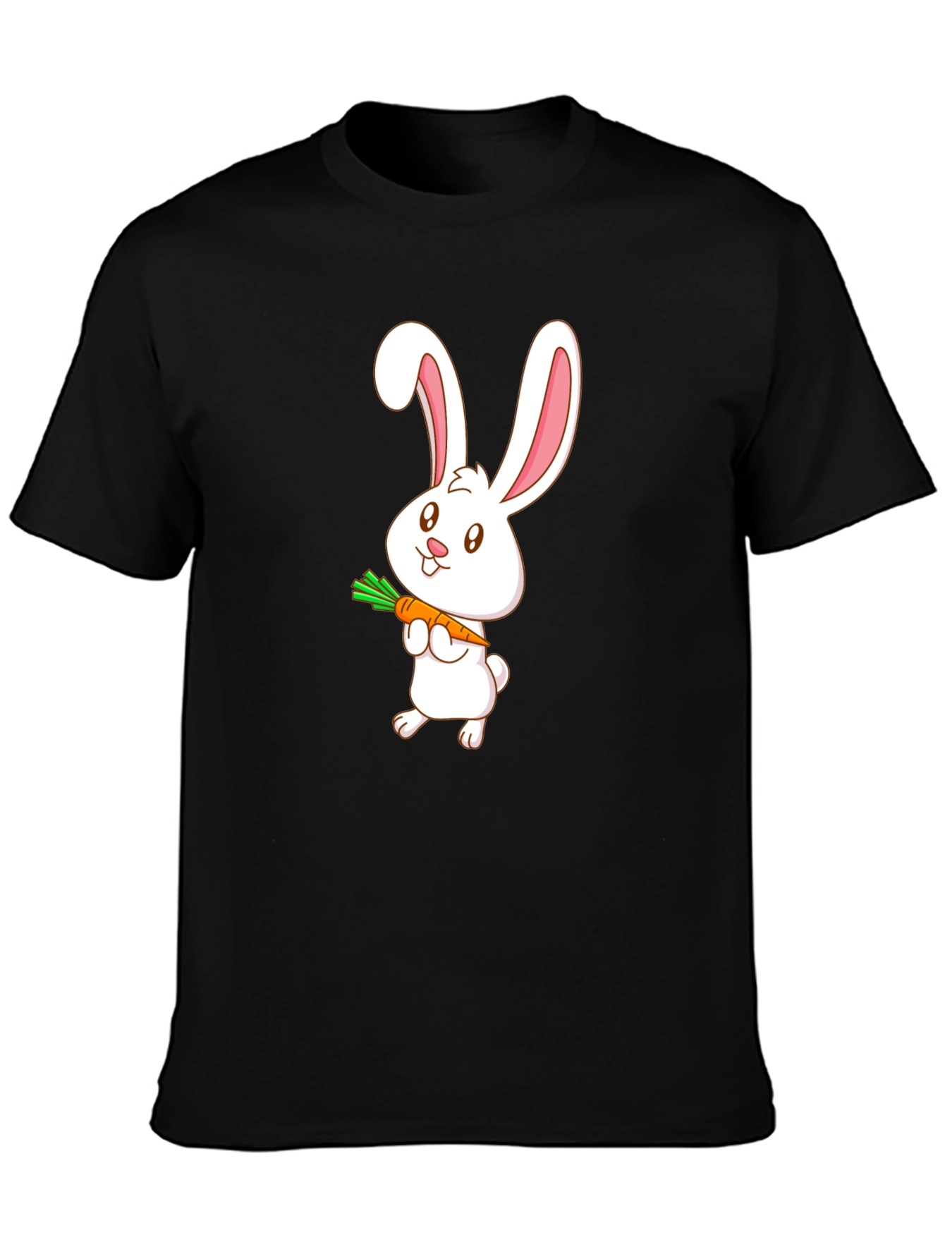 Cute Bunny Carrot T-Shirt - Black Cotton Tee