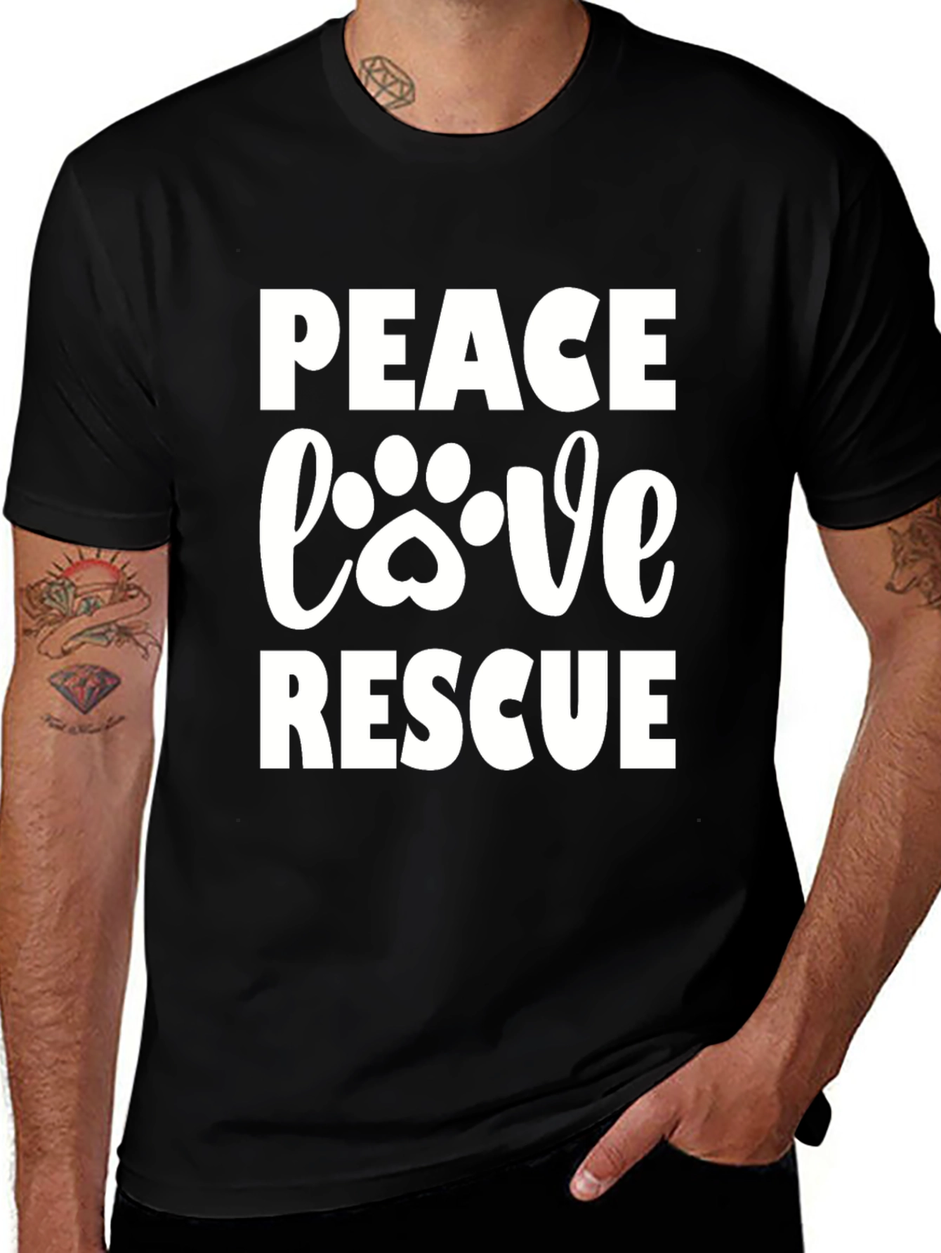 Peace Love Rescue T-Shirt - Animal Rescue Tee
