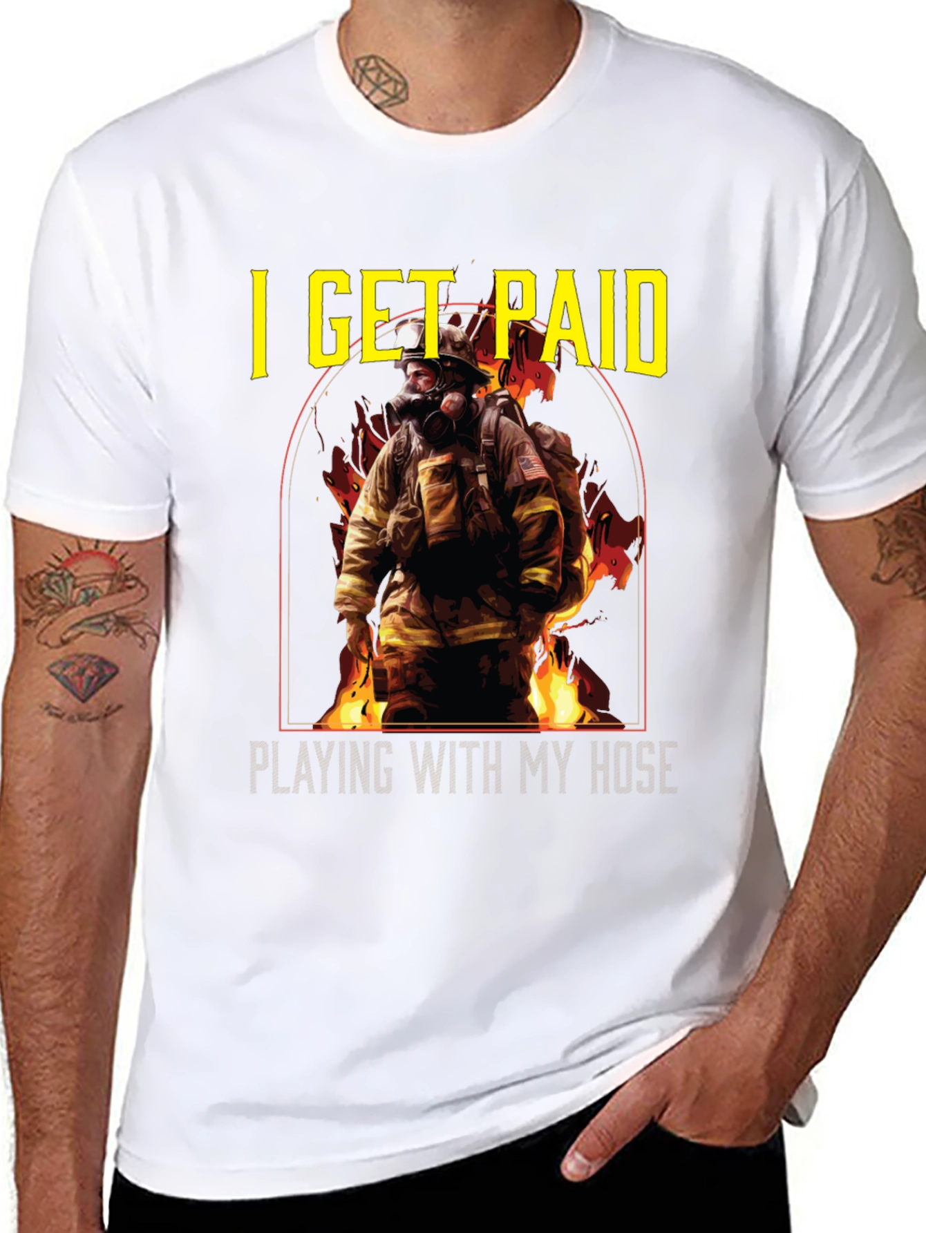 Firefighter T-Shirt: I Get Paid Playing with My Hose