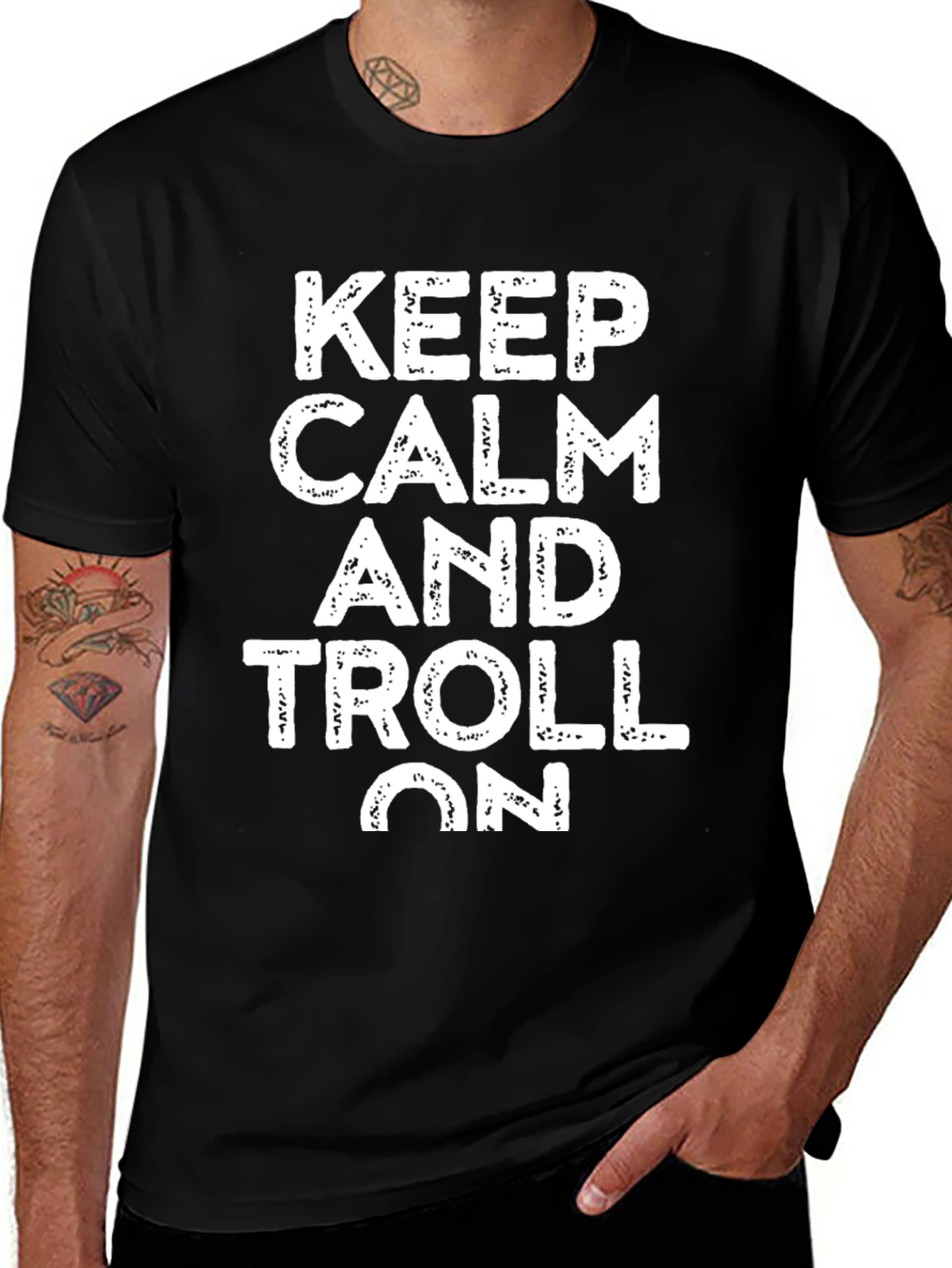 Keep Calm and Troll On Black T-Shirt