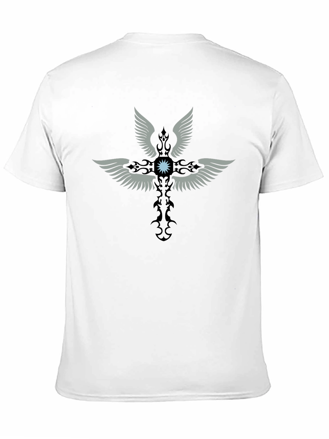 Winged Cross Graphic Print Black T-Shirt