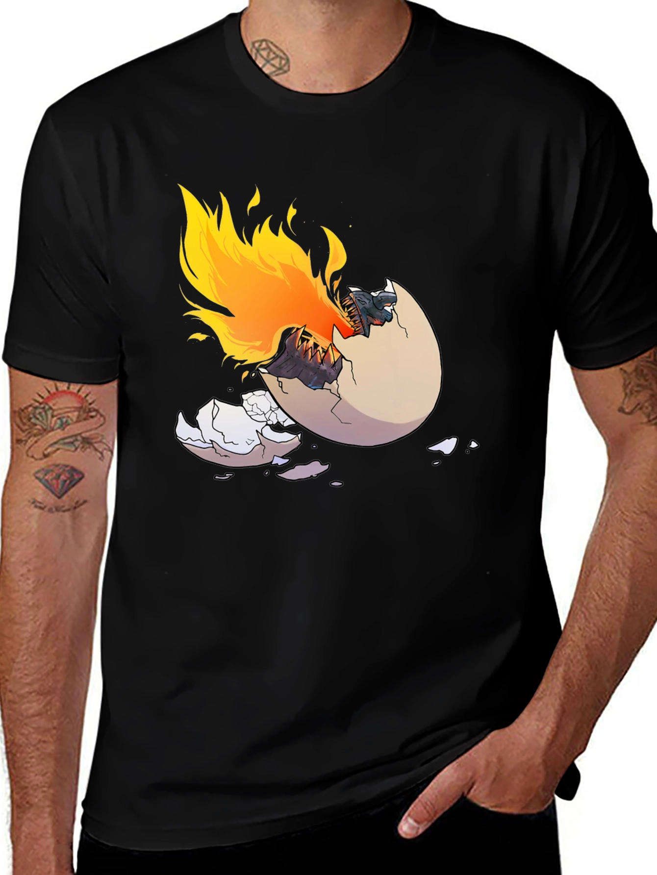 Fiery Dragon Hatchling Black T-Shirt