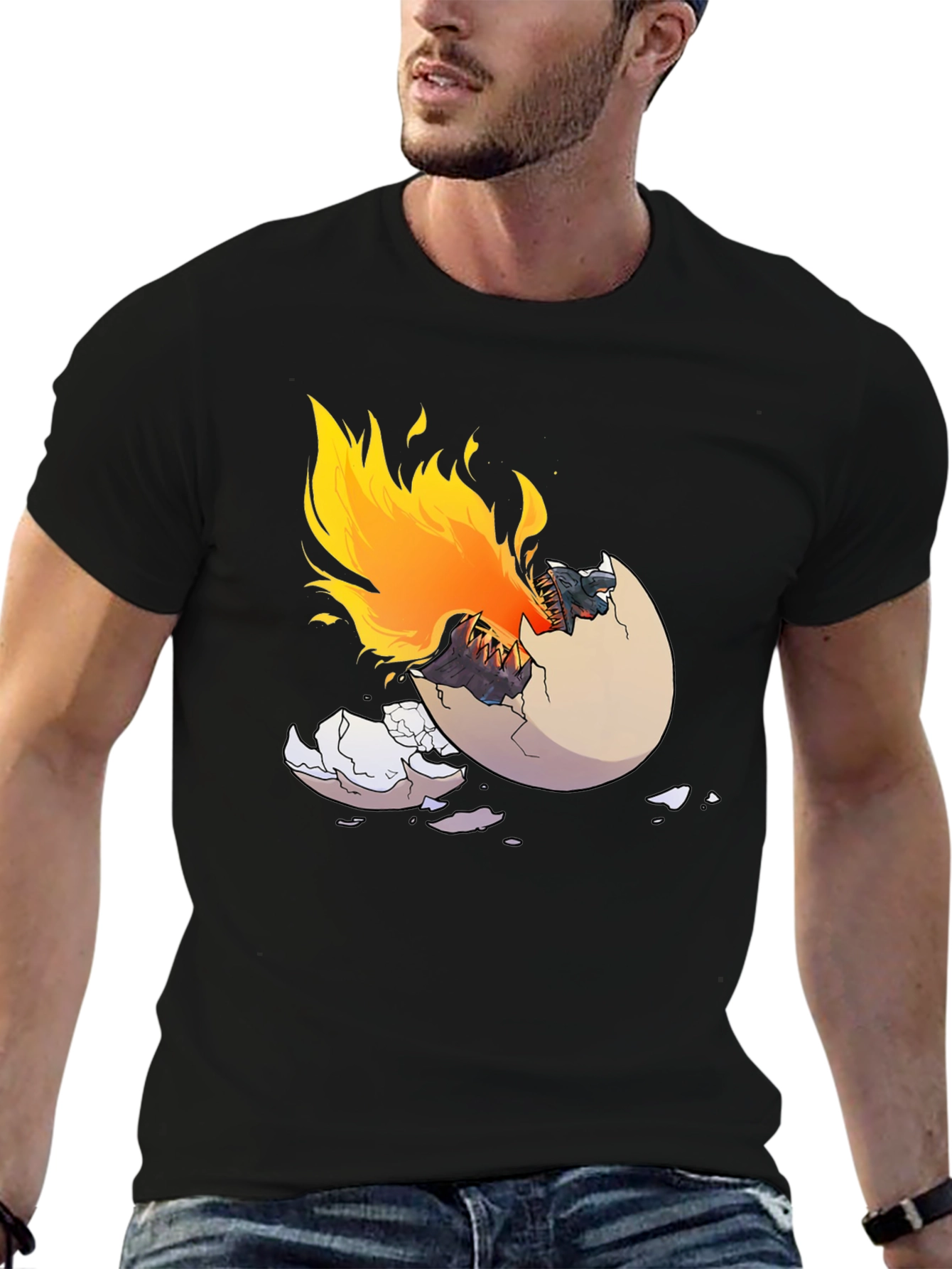 Fiery Dragon Hatchling Black T-Shirt