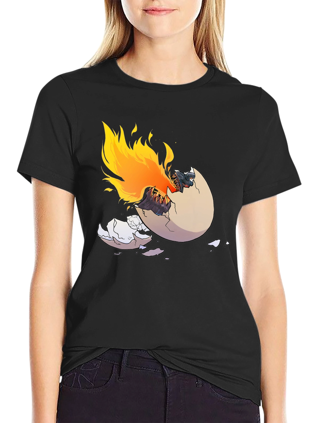 Fiery Dragon Hatchling Black T-Shirt