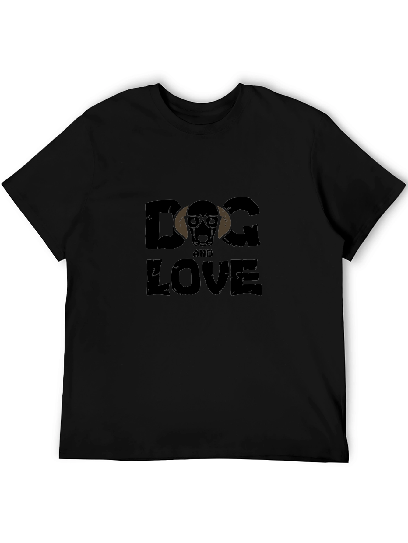 Dog and Love Graphic Tee - Black