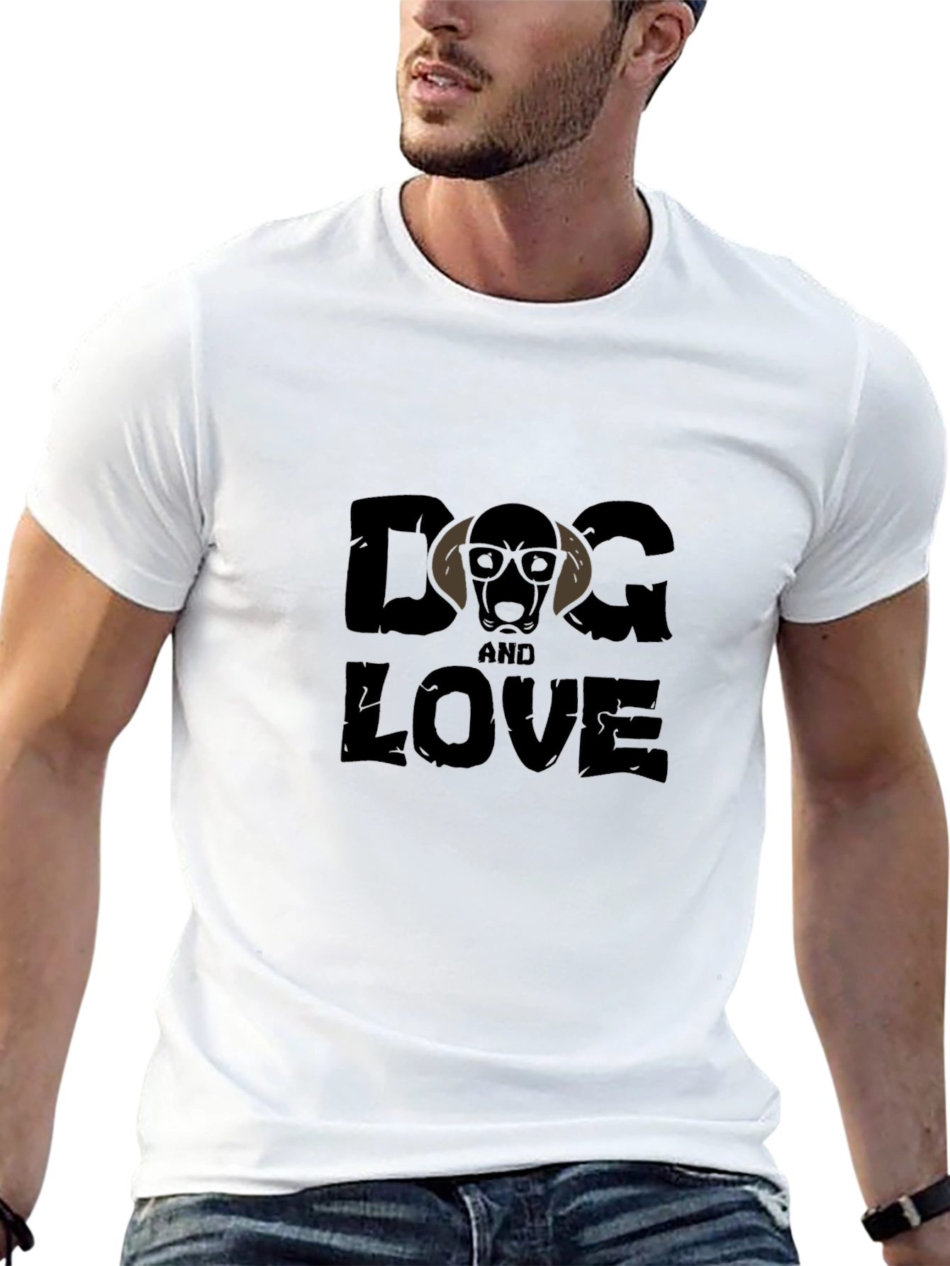 Dog and Love Graphic Tee - Black