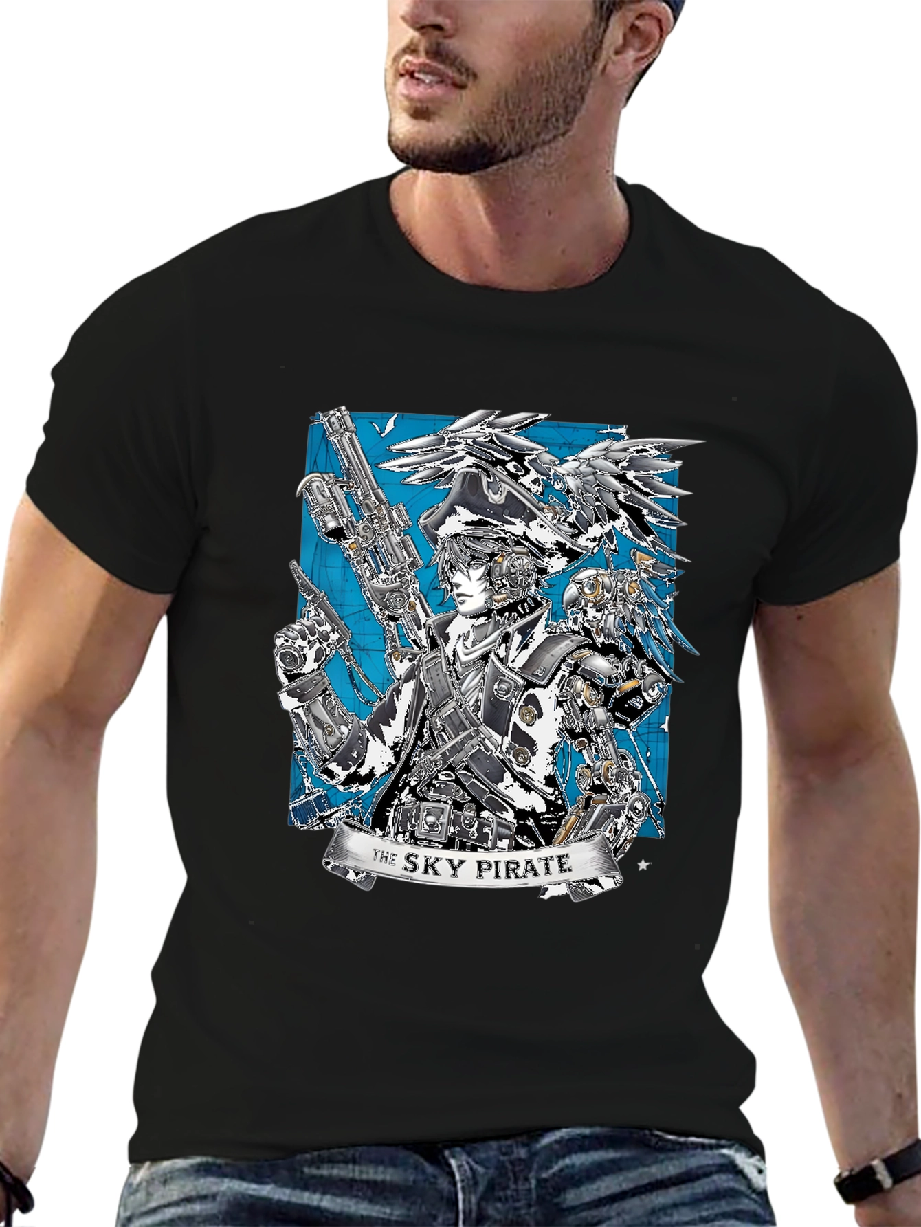 Sky Pirate Graphic T-Shirt - Steampunk Style