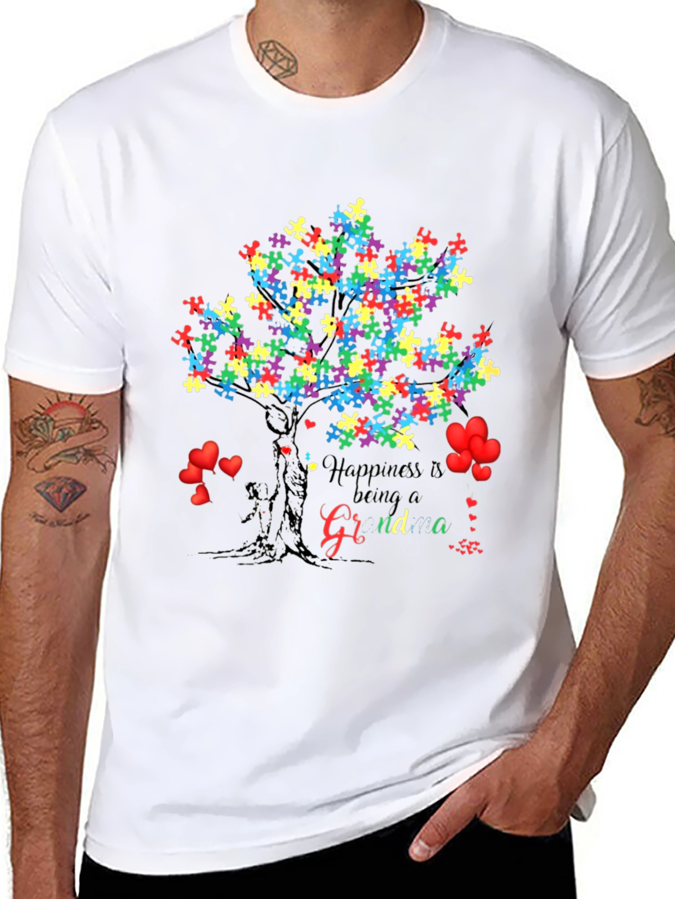 Autism Puzzle Tree Grandma T-Shirt