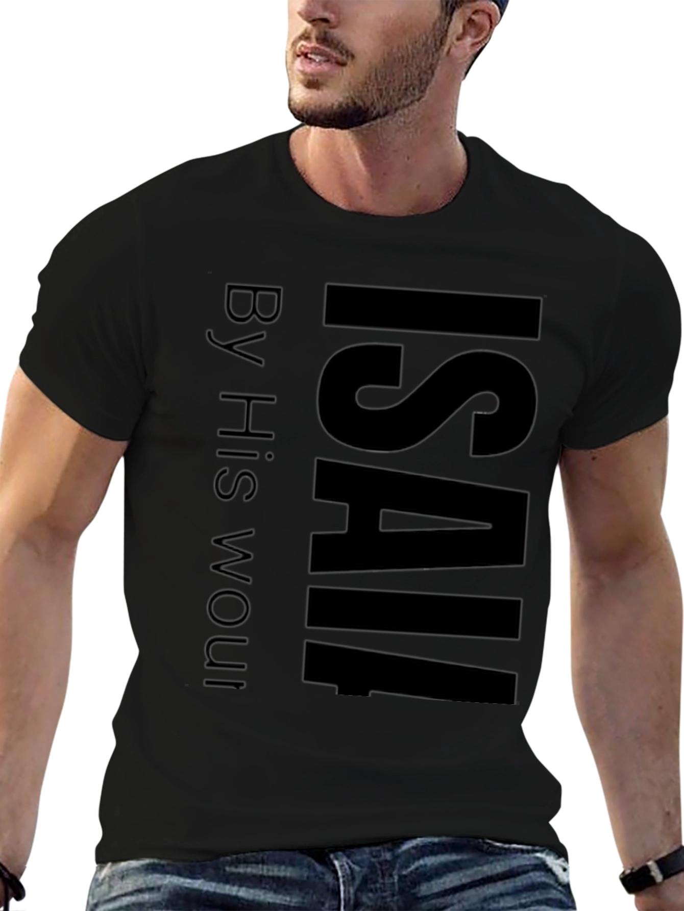 ISAIAH Mens Black Graphic T-Shirt