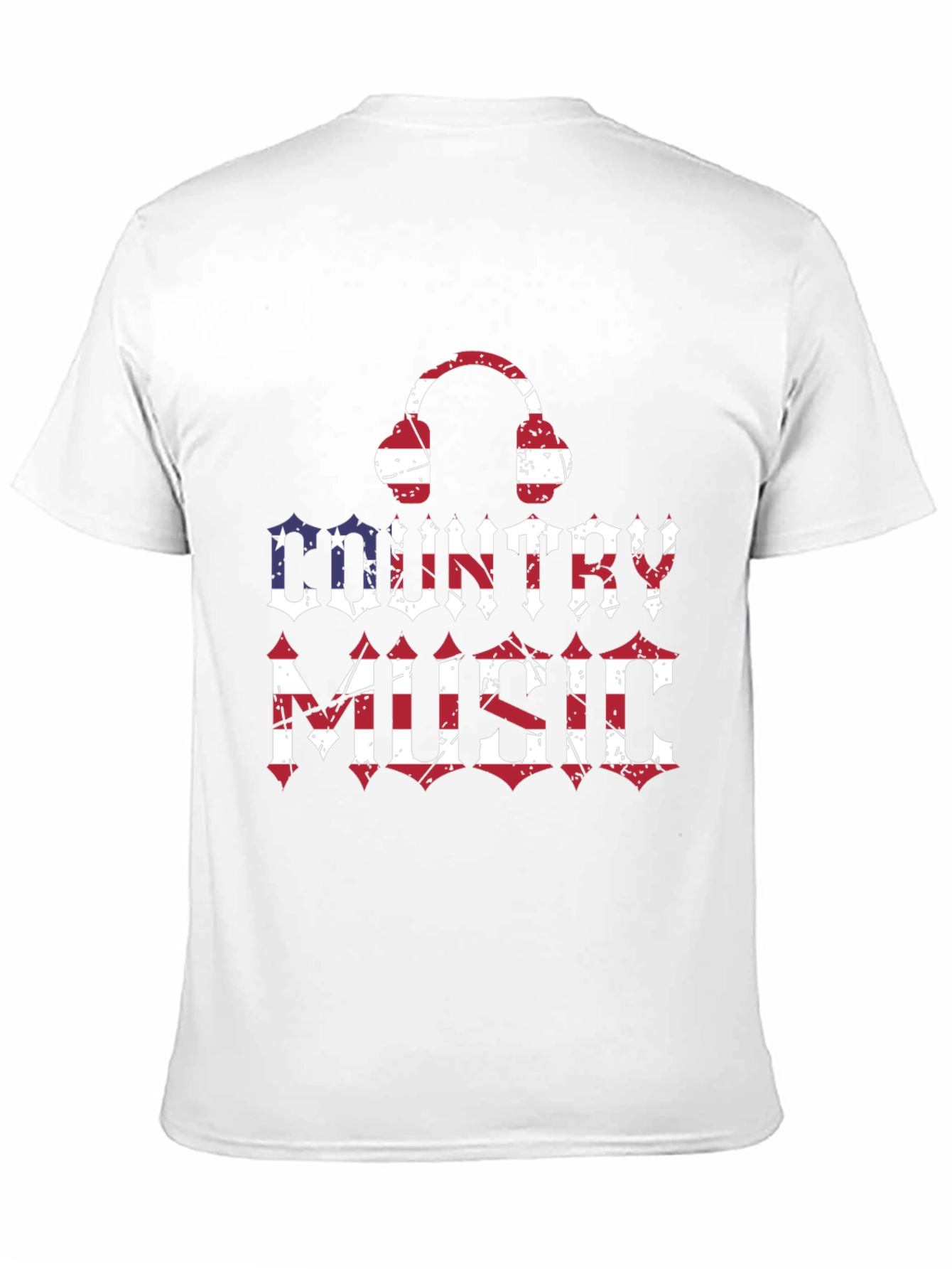 Country Music Headphones USA Flag Graphic T-Shirt