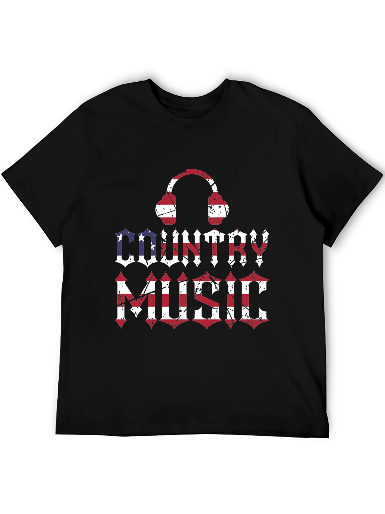 Country Music Headphones USA Flag Graphic T-Shirt