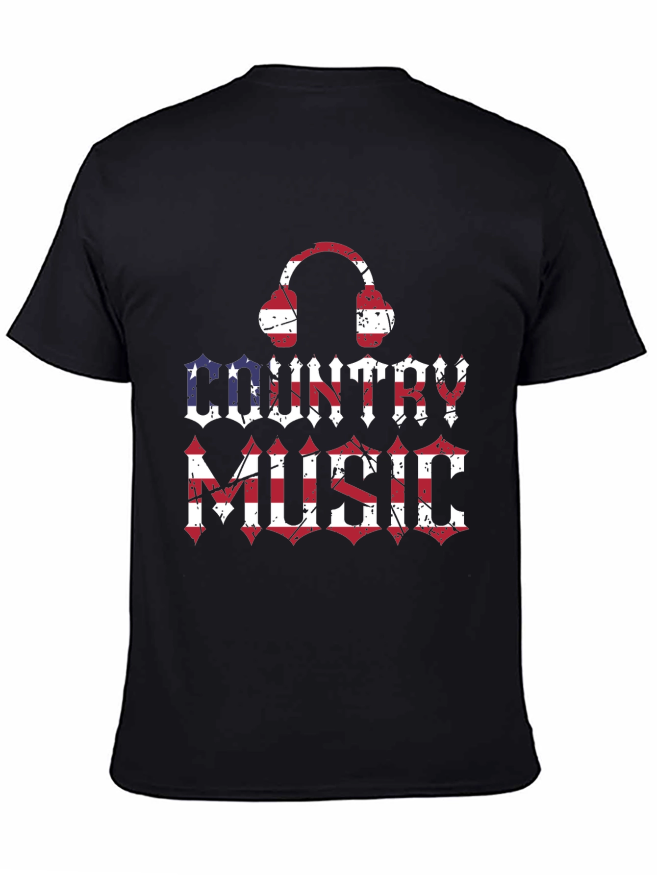 Country Music Headphones USA Flag Graphic T-Shirt