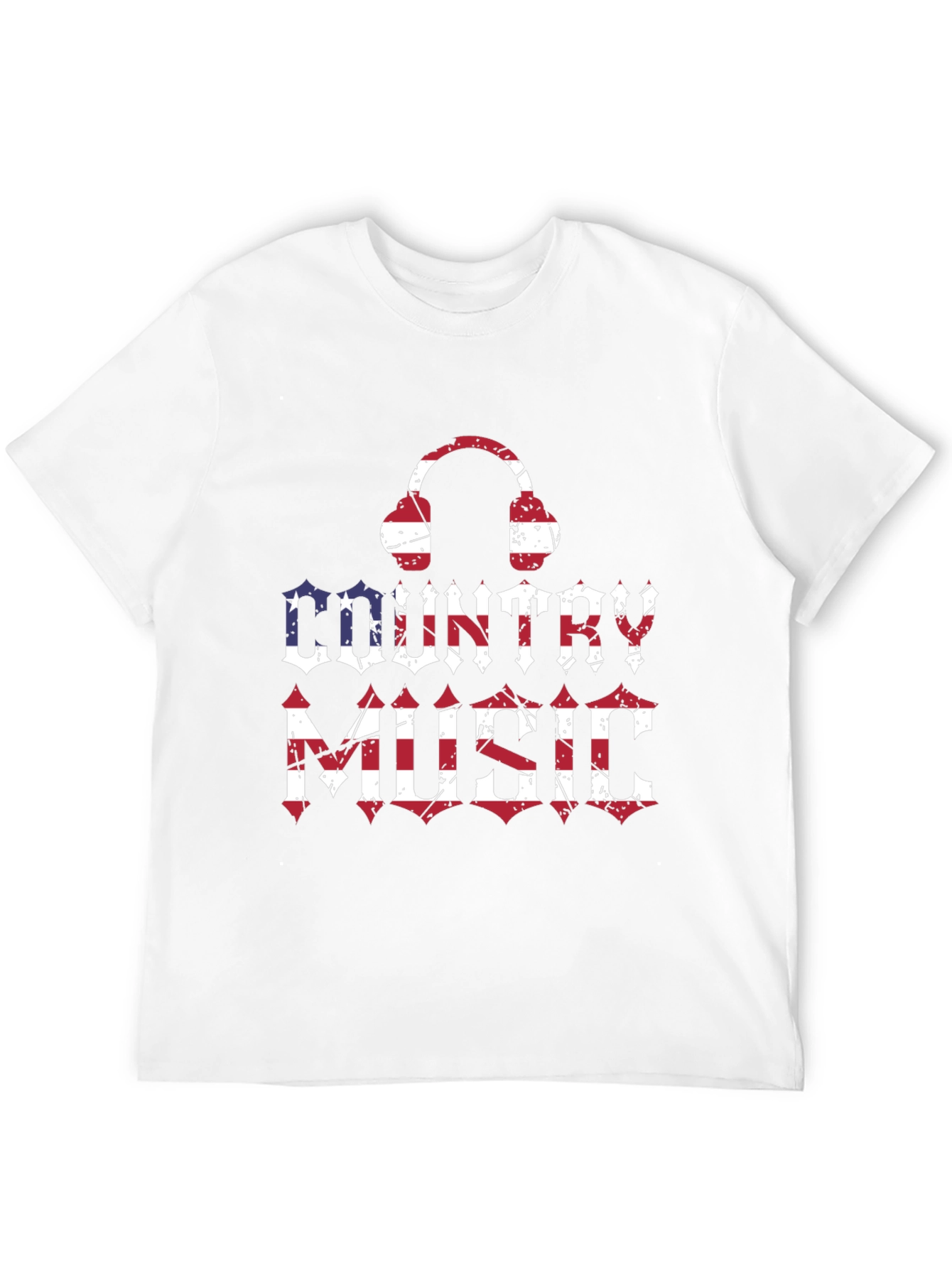 Country Music Headphones USA Flag Graphic T-Shirt