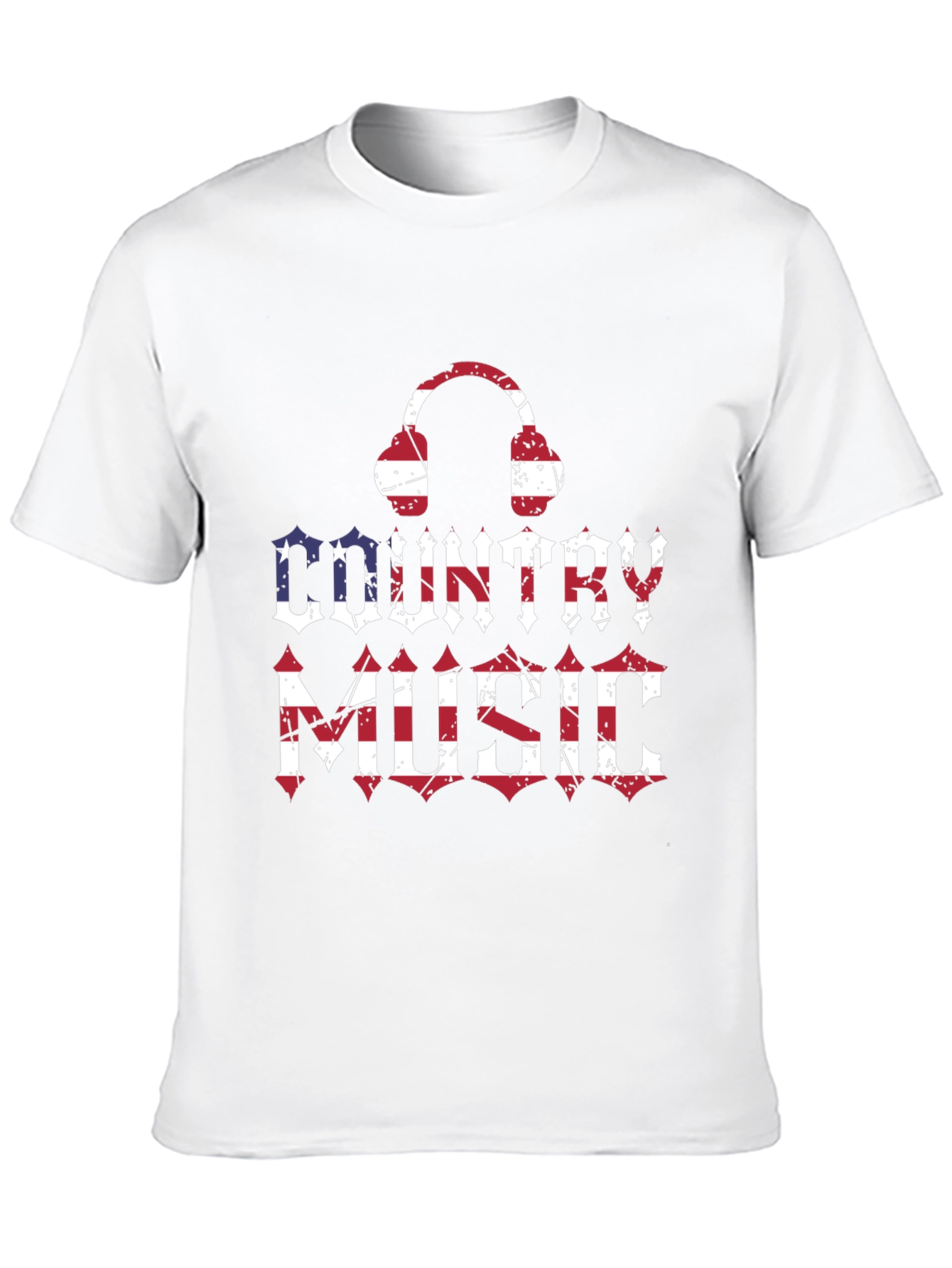 Country Music Headphones USA Flag Graphic T-Shirt