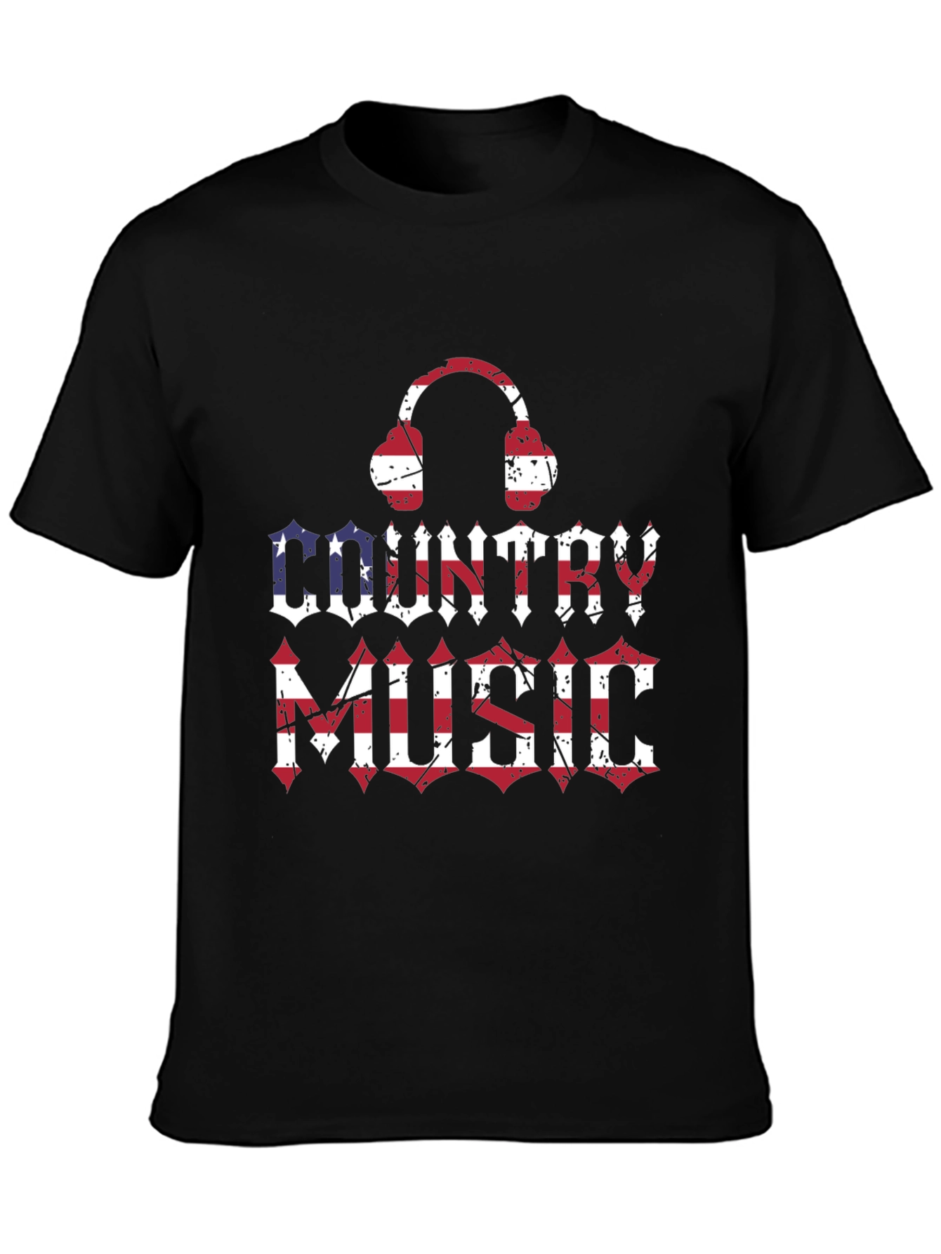 Country Music Headphones USA Flag Graphic T-Shirt