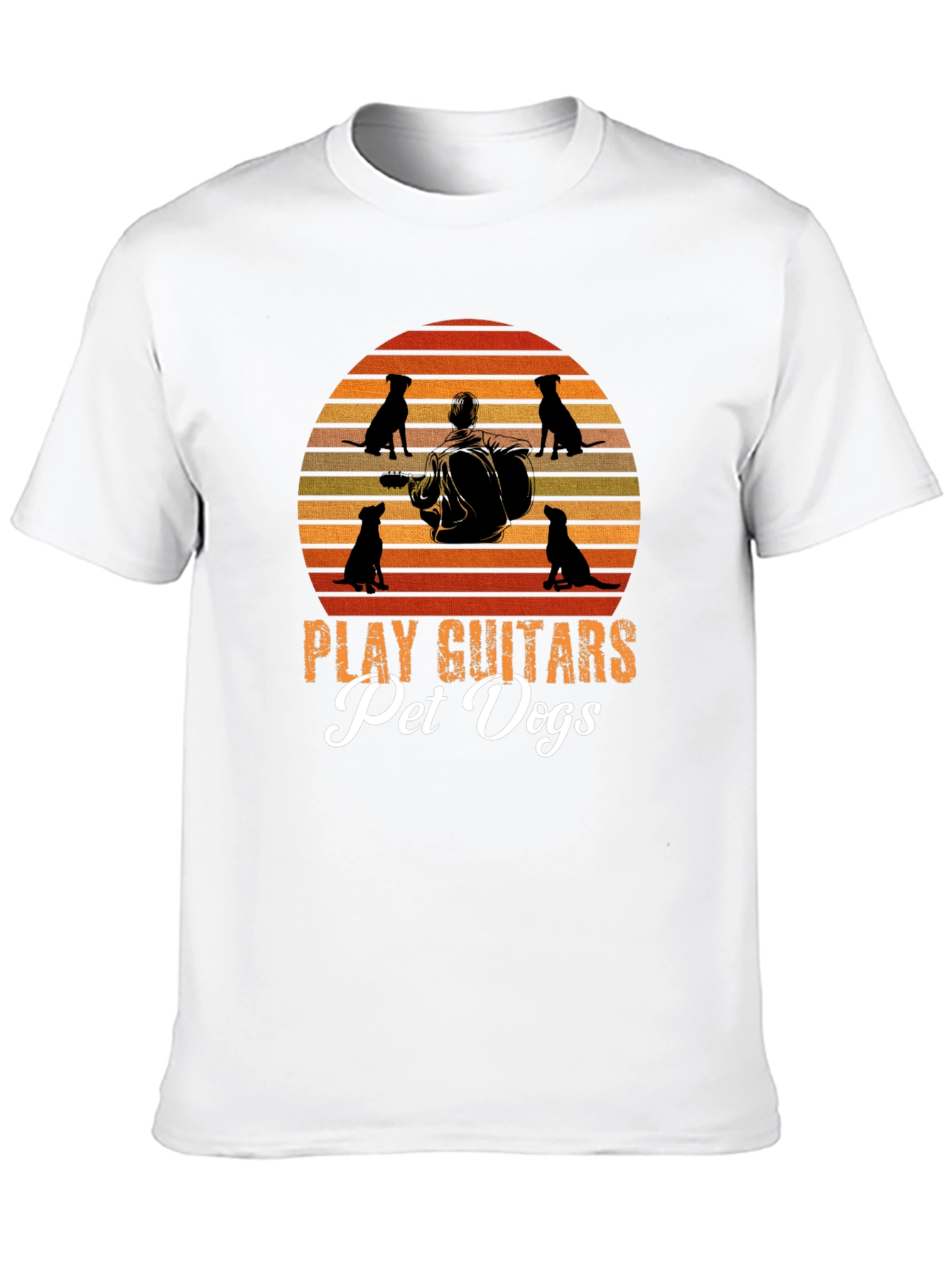 Play Guitars Pet Dogs T-Shirt Black Graphic Tee