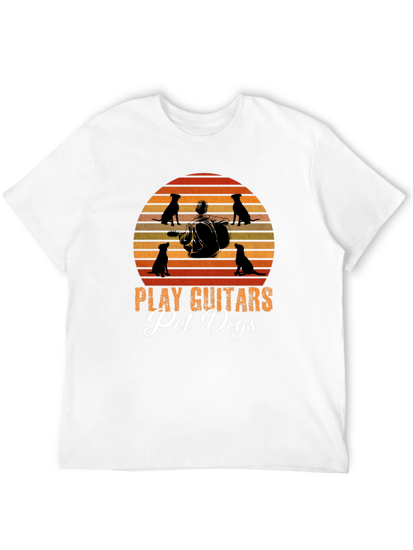 Play Guitars Pet Dogs T-Shirt Black Graphic Tee