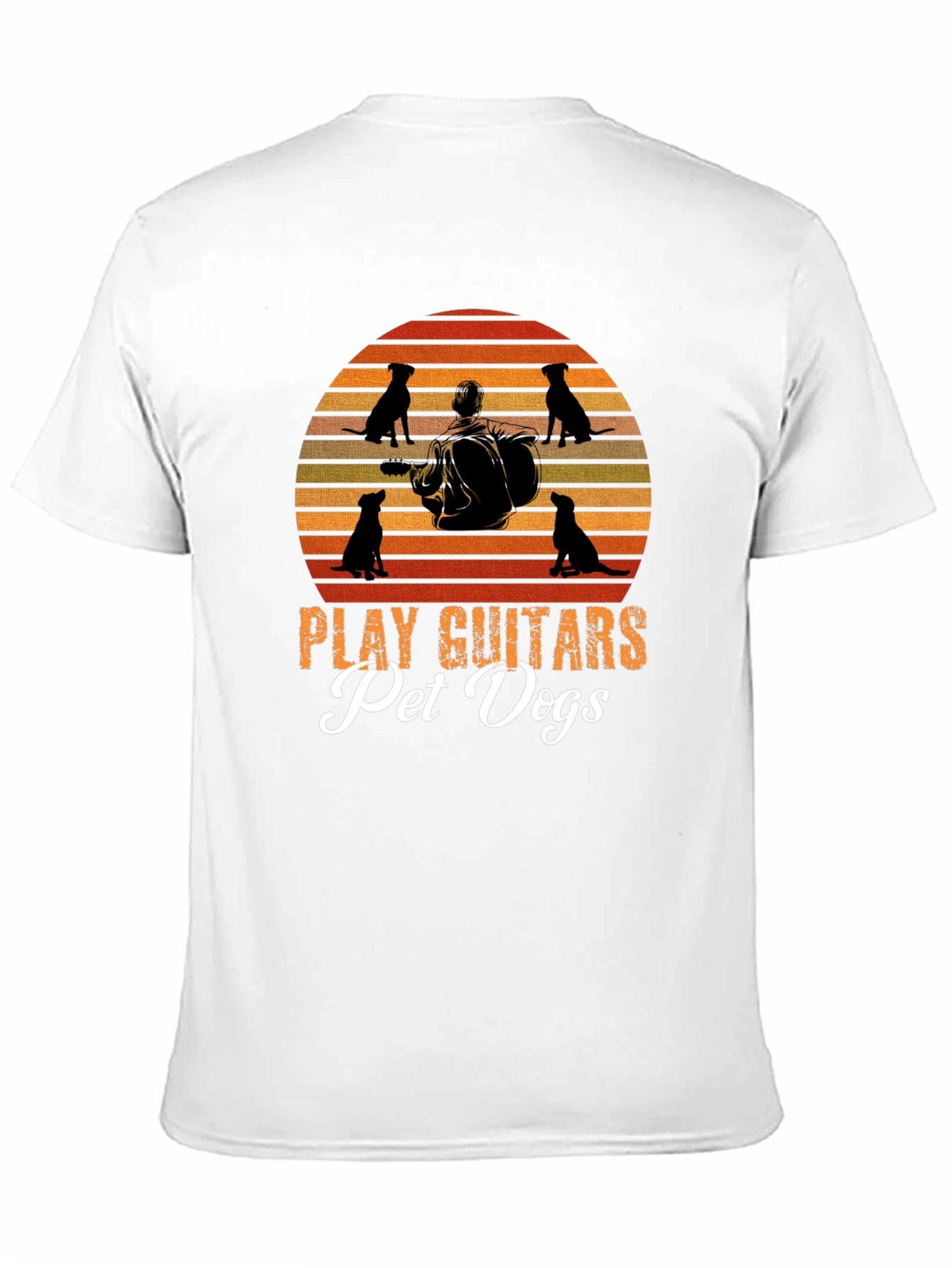 Play Guitars Pet Dogs T-Shirt Black Graphic Tee