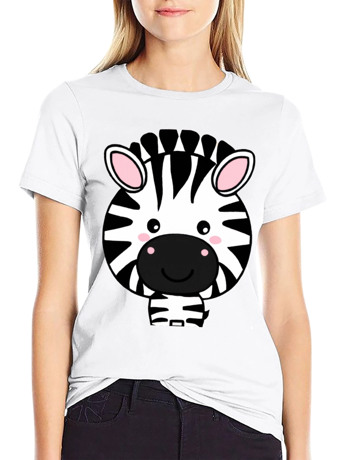 Cute Zebra Graphic Tee - Black T-Shirt
