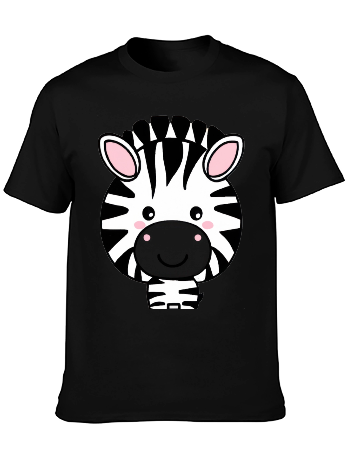 Cute Zebra Graphic Tee - Black T-Shirt