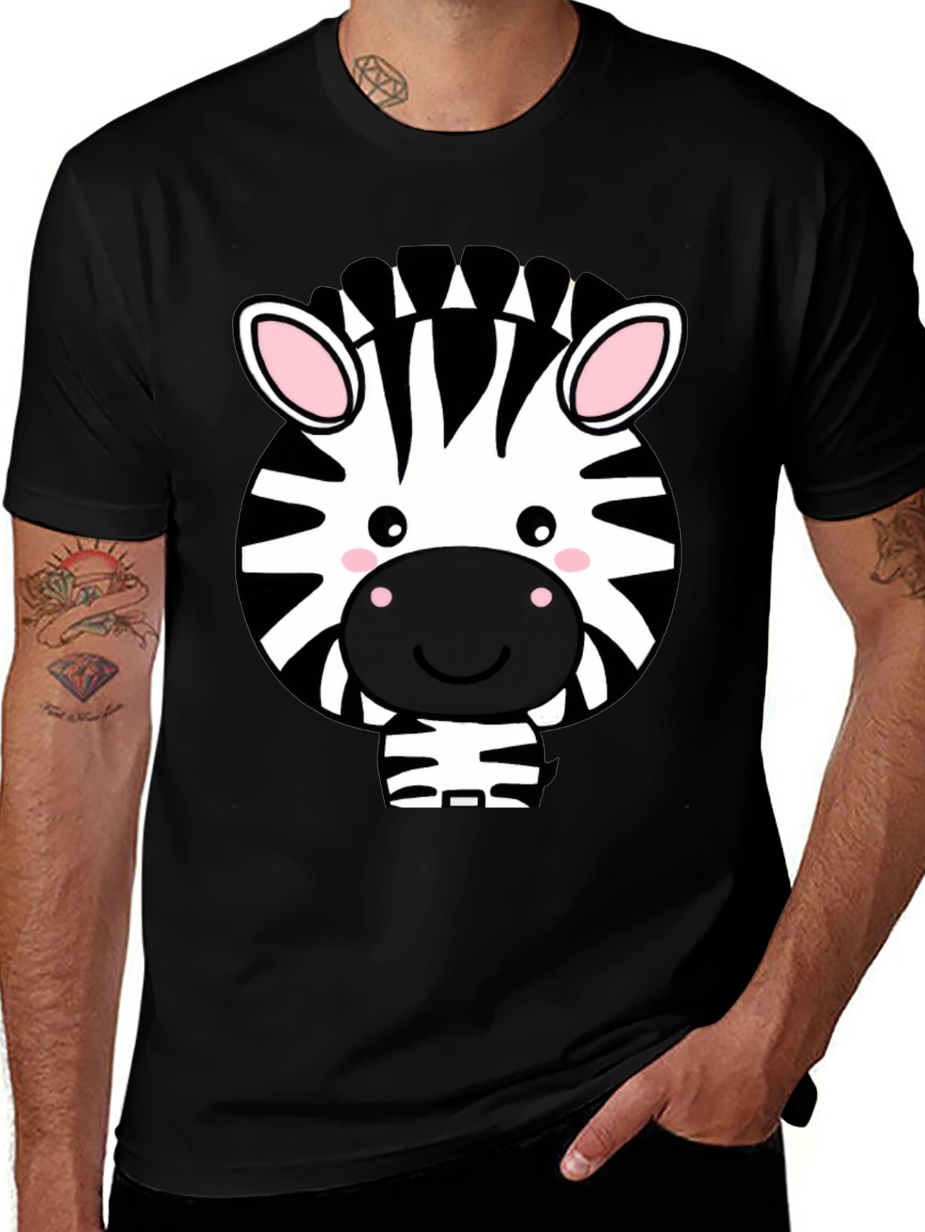 Cute Zebra Graphic Tee - Black T-Shirt
