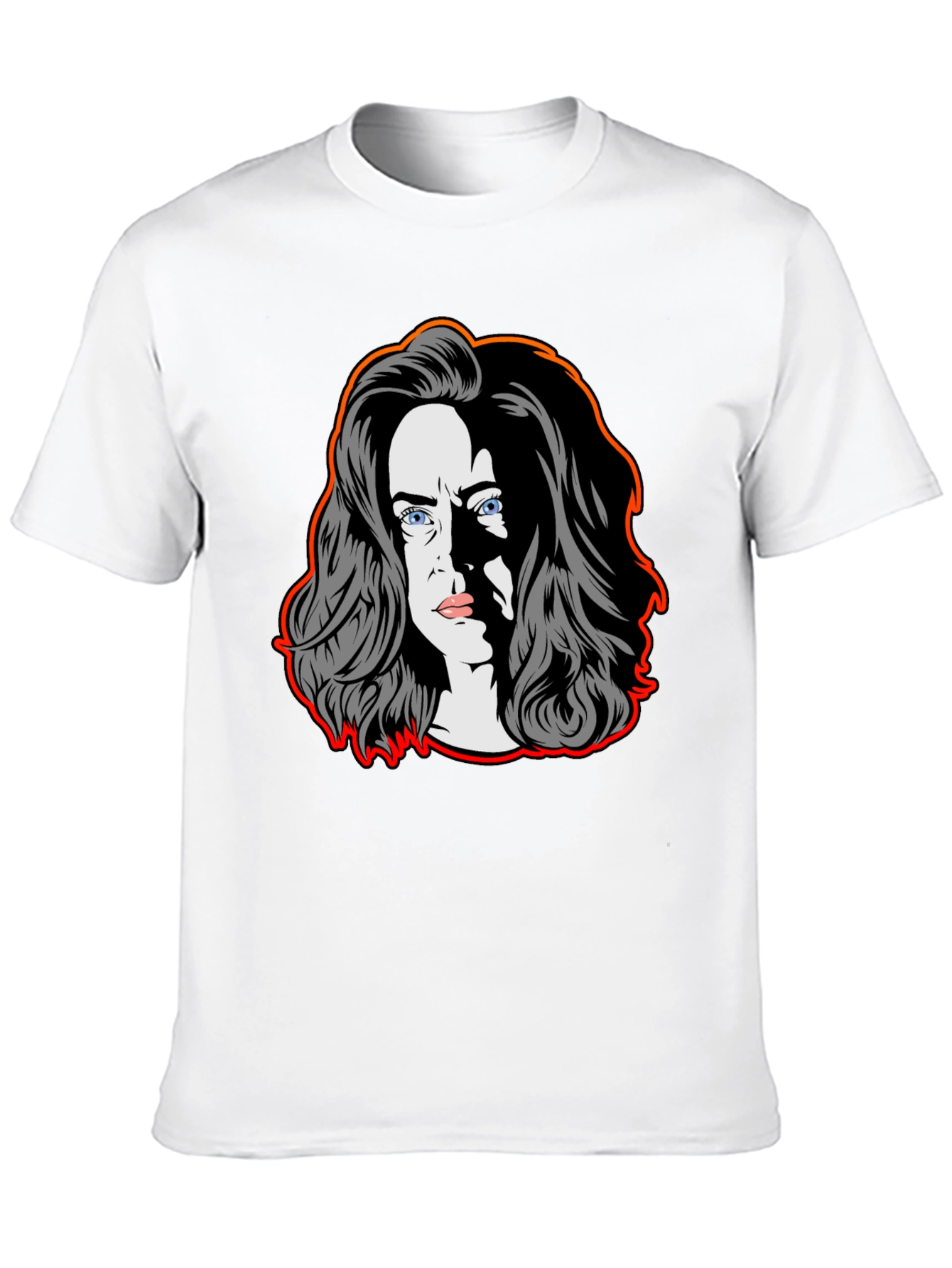 Pop Art Woman Graphic Tee - Black Cotton Blend