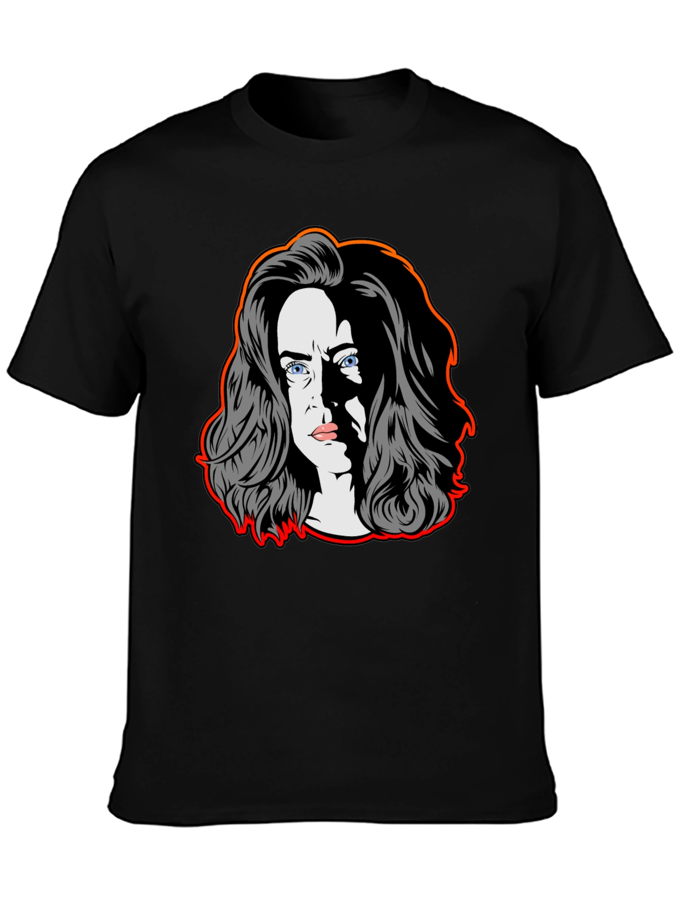 Pop Art Woman Graphic Tee - Black Cotton Blend