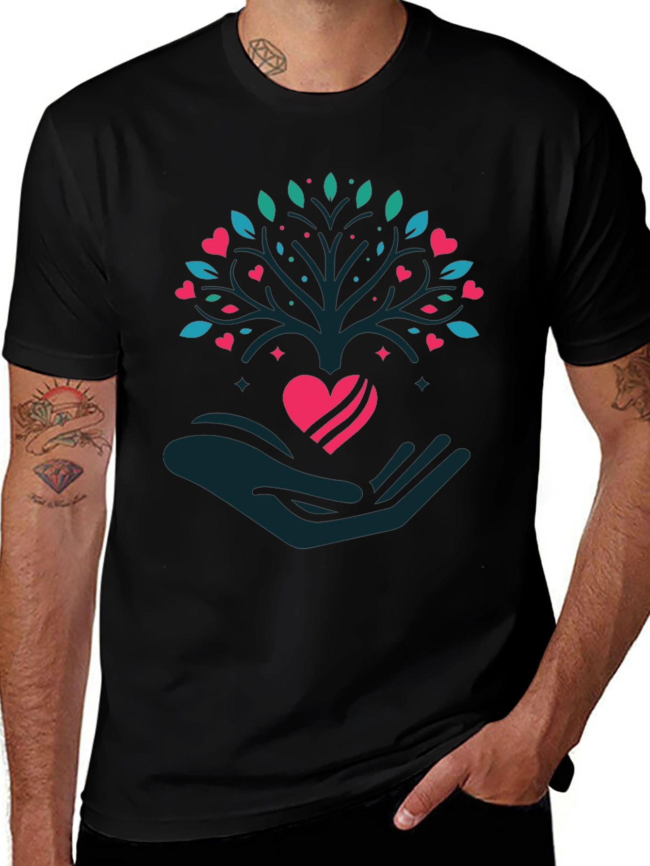 Heart Tree Graphic Tee - Love and Growth