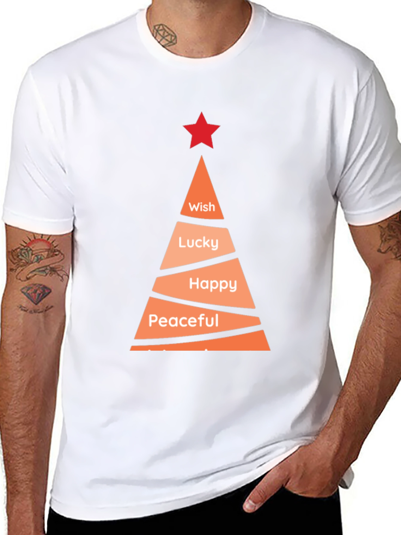 Festive Holiday Wishes T-Shirt - Christmas Tree Design