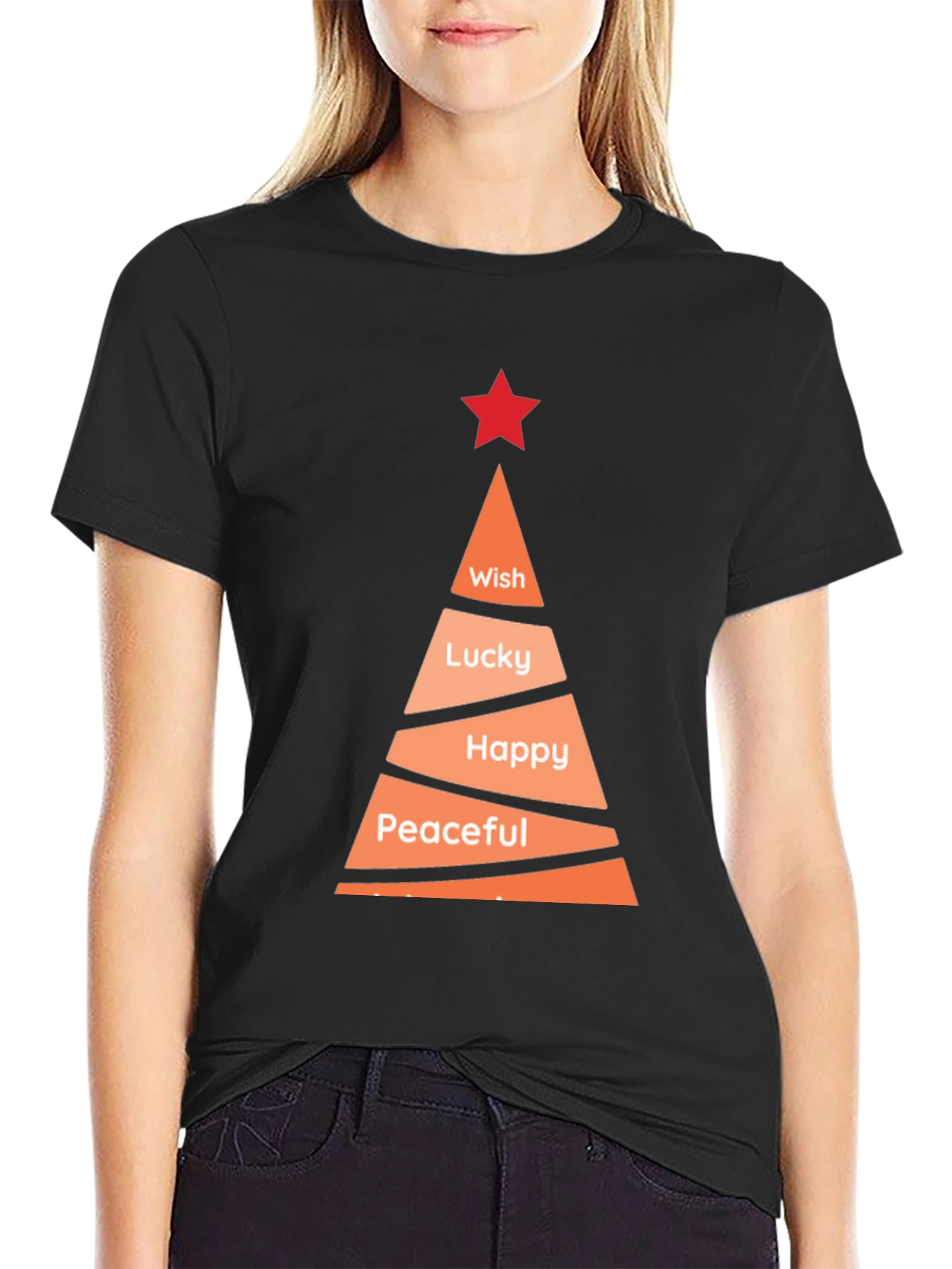 Festive Holiday Wishes T-Shirt - Christmas Tree Design